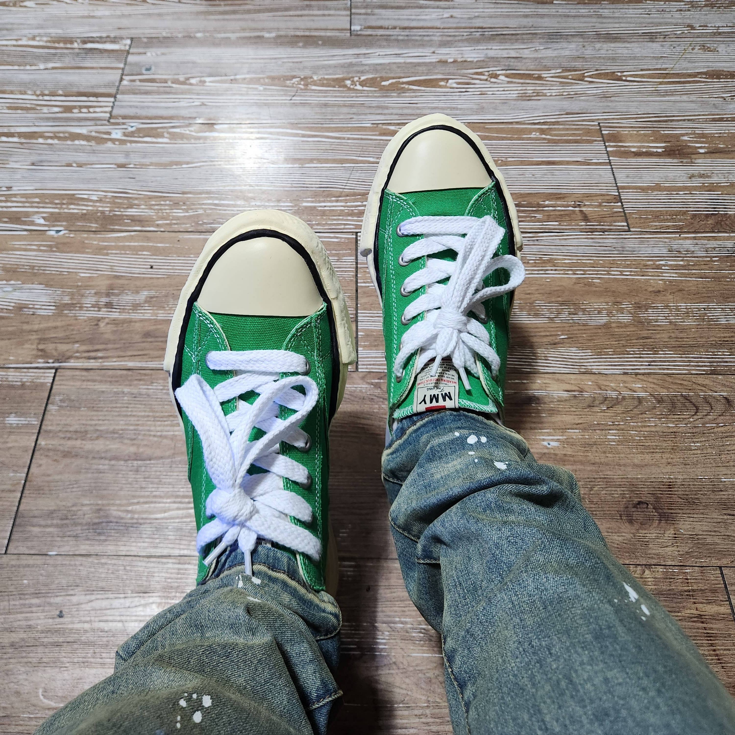 Maison Mihara Yasuhiro Peterson VL OG Sole Canvas Low-top Sneakers Green 착용 스타일 - 2