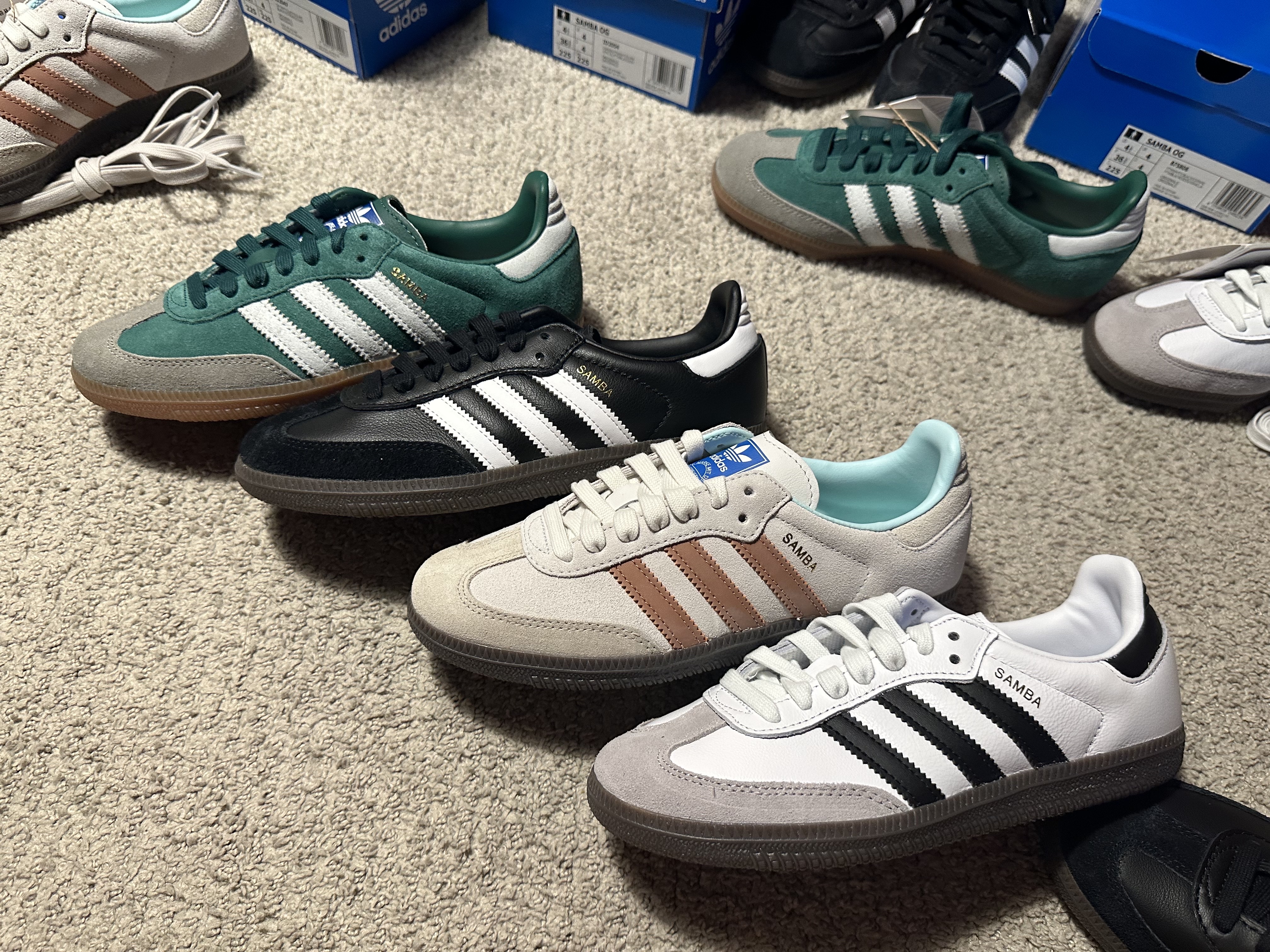 Adidas Samba OG Collegiate Green Gum, Adidas Samba OG Crystal White Clay Strata 착용 스타일 - 4