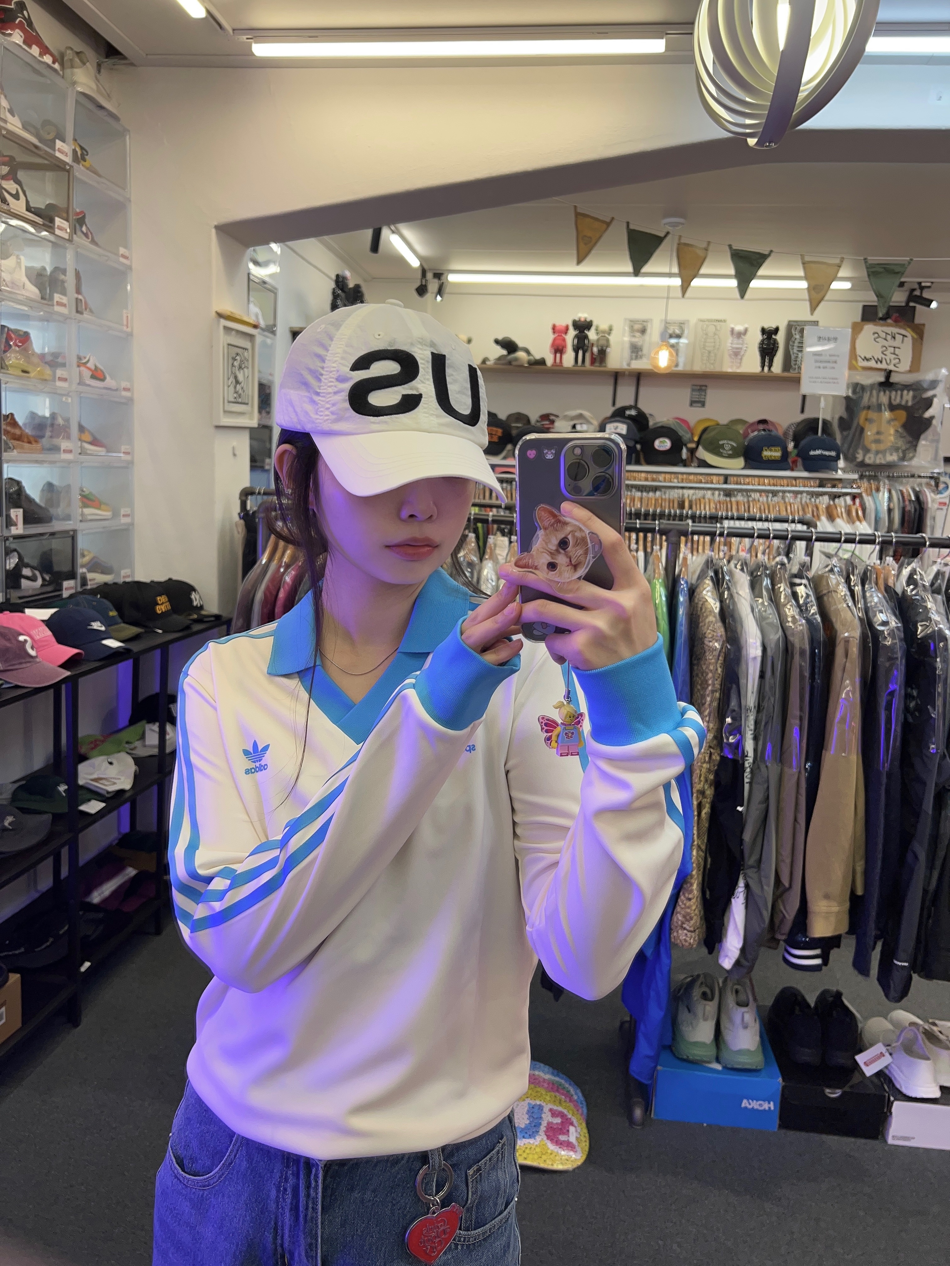 (W) Adidas x Sporty & Rich Long Sleeve Football Jersey Cream White - KR Sizing 착용 스타일 - 1