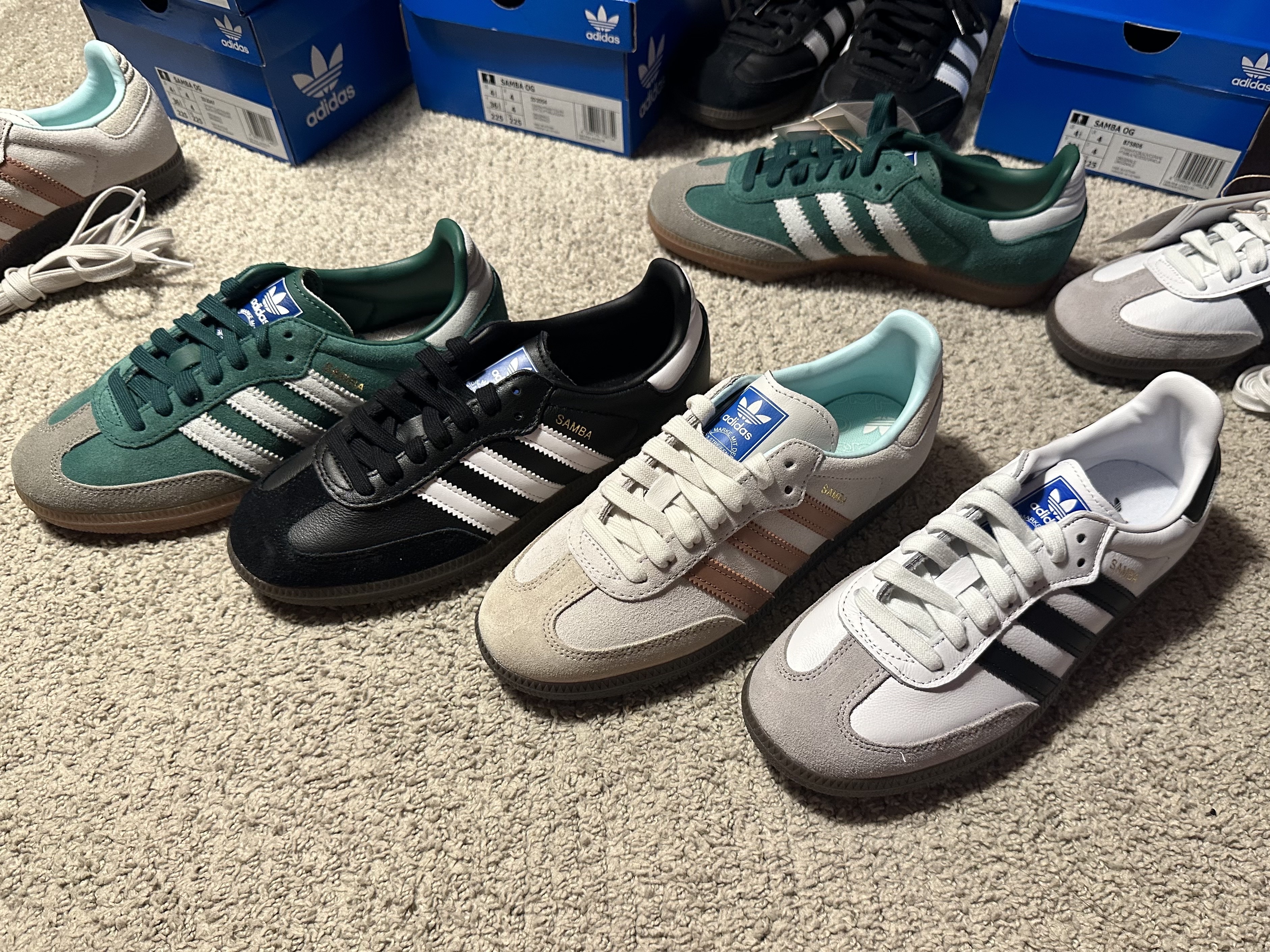 Adidas Samba OG Collegiate Green Gum, Adidas Samba OG Crystal White Clay Strata 착용 스타일 - 3