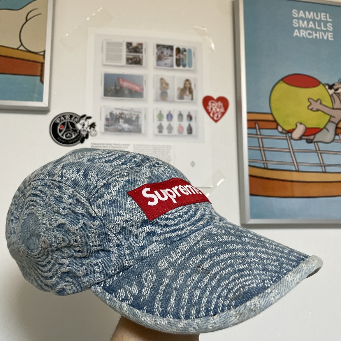Supreme Circles Jacquard Denim Camp Cap Blue - 21FW 착용 스타일