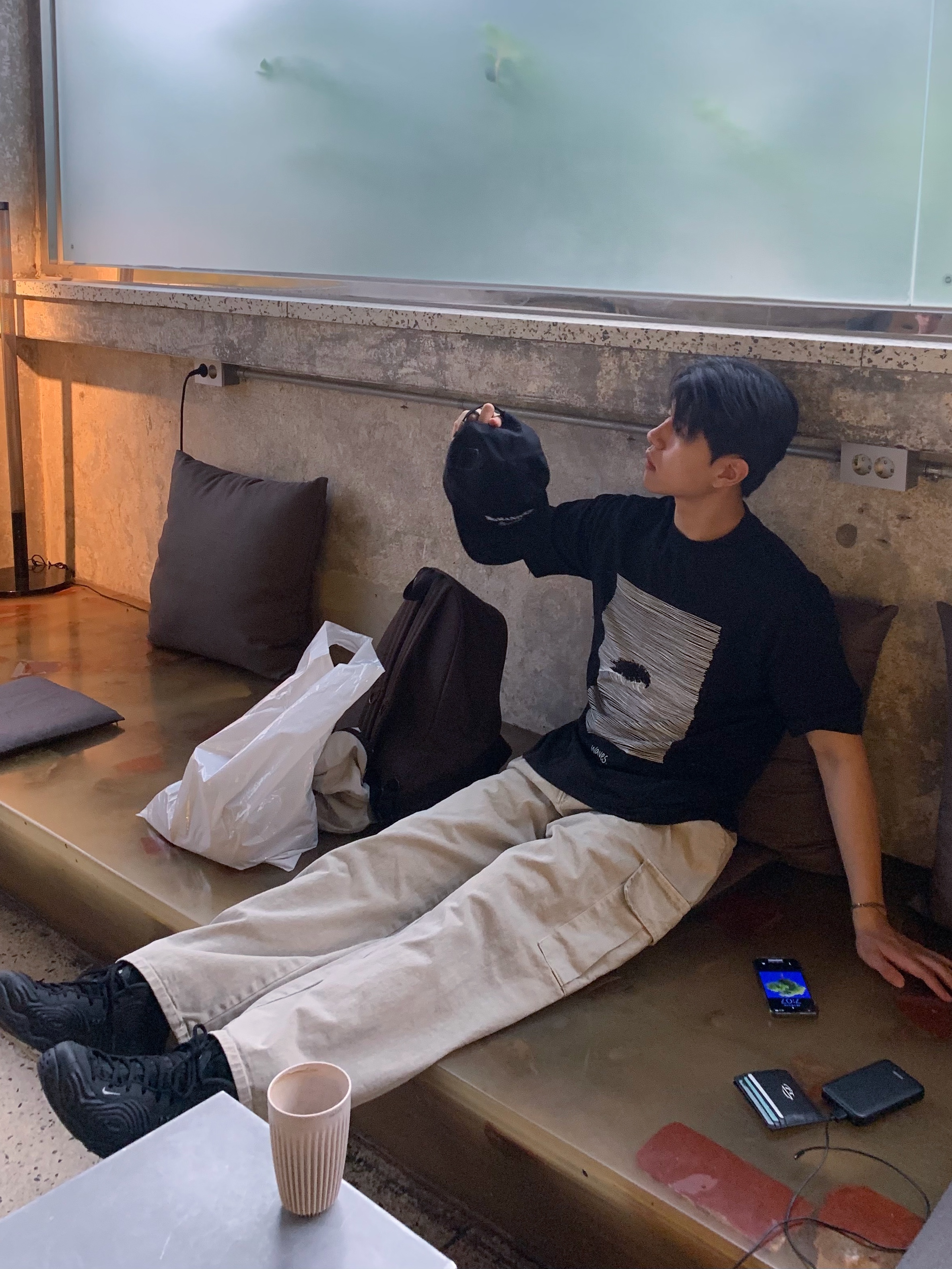 Nike x Comme des Garcons Homme Plus Air Foamposite One Black 착용 스타일 - 4