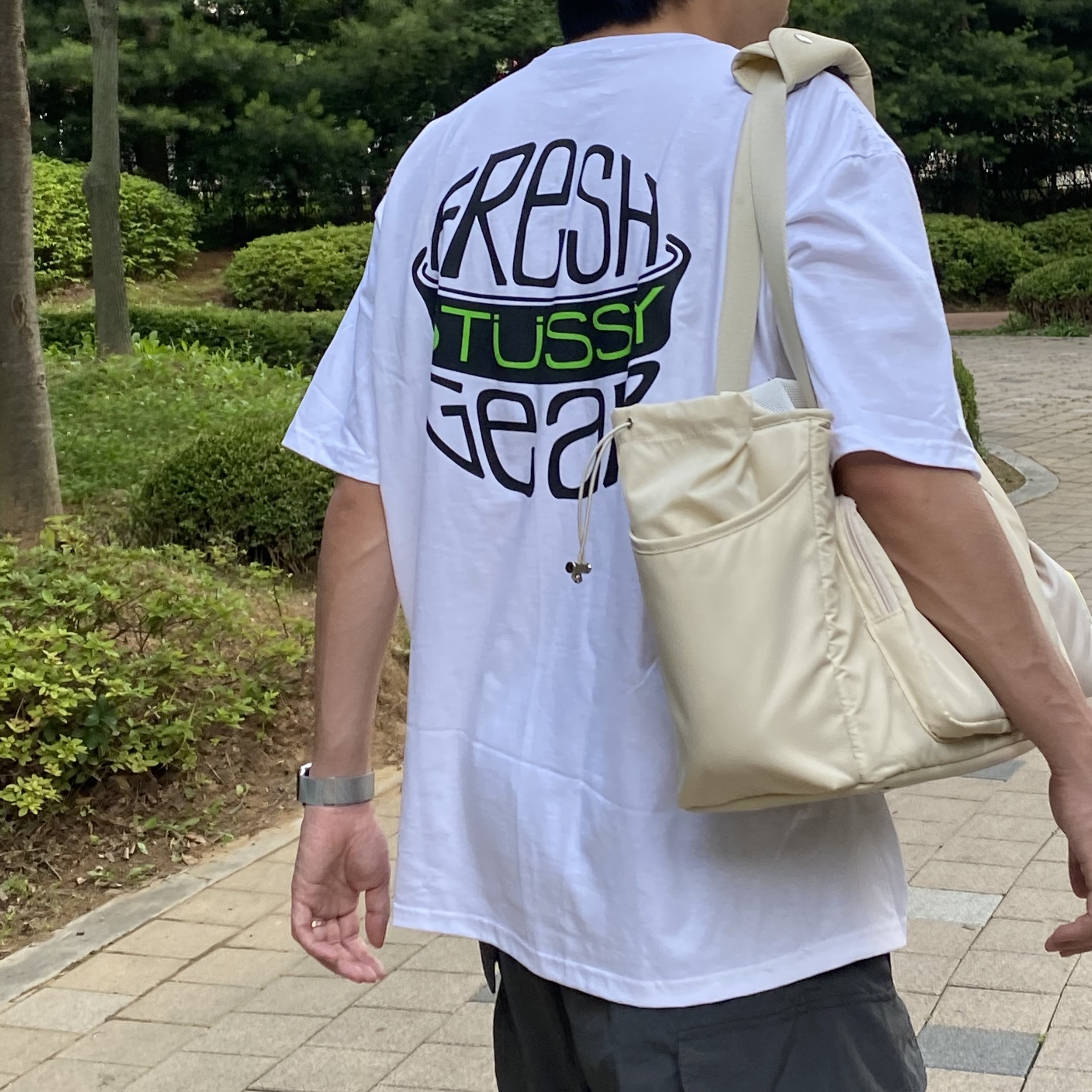 Stussy Fresh Gear T-Shirt White 착용 스타일