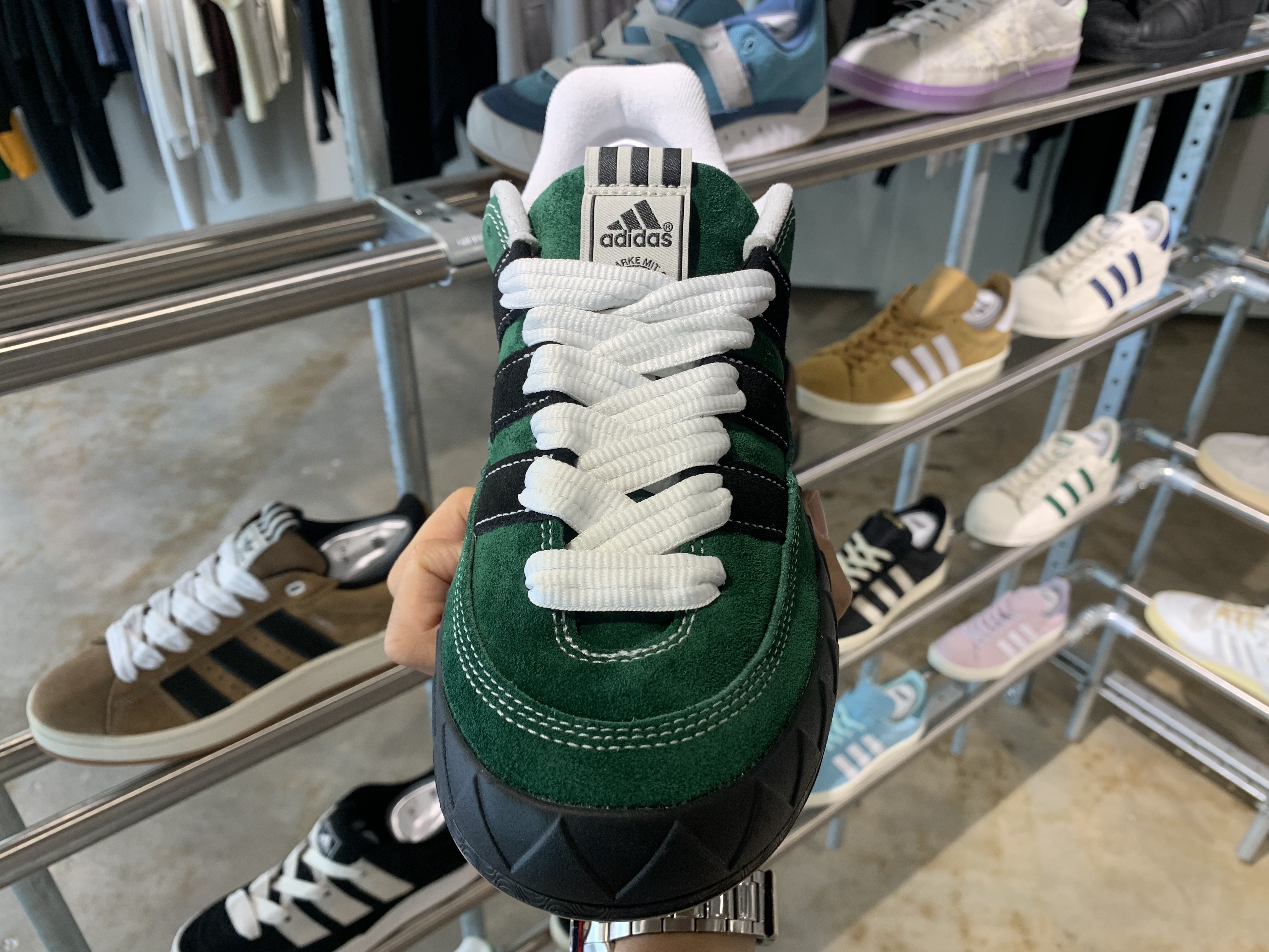Adidas x YNuK Adimatic Dark Green Core Black 착용 스타일 - 4