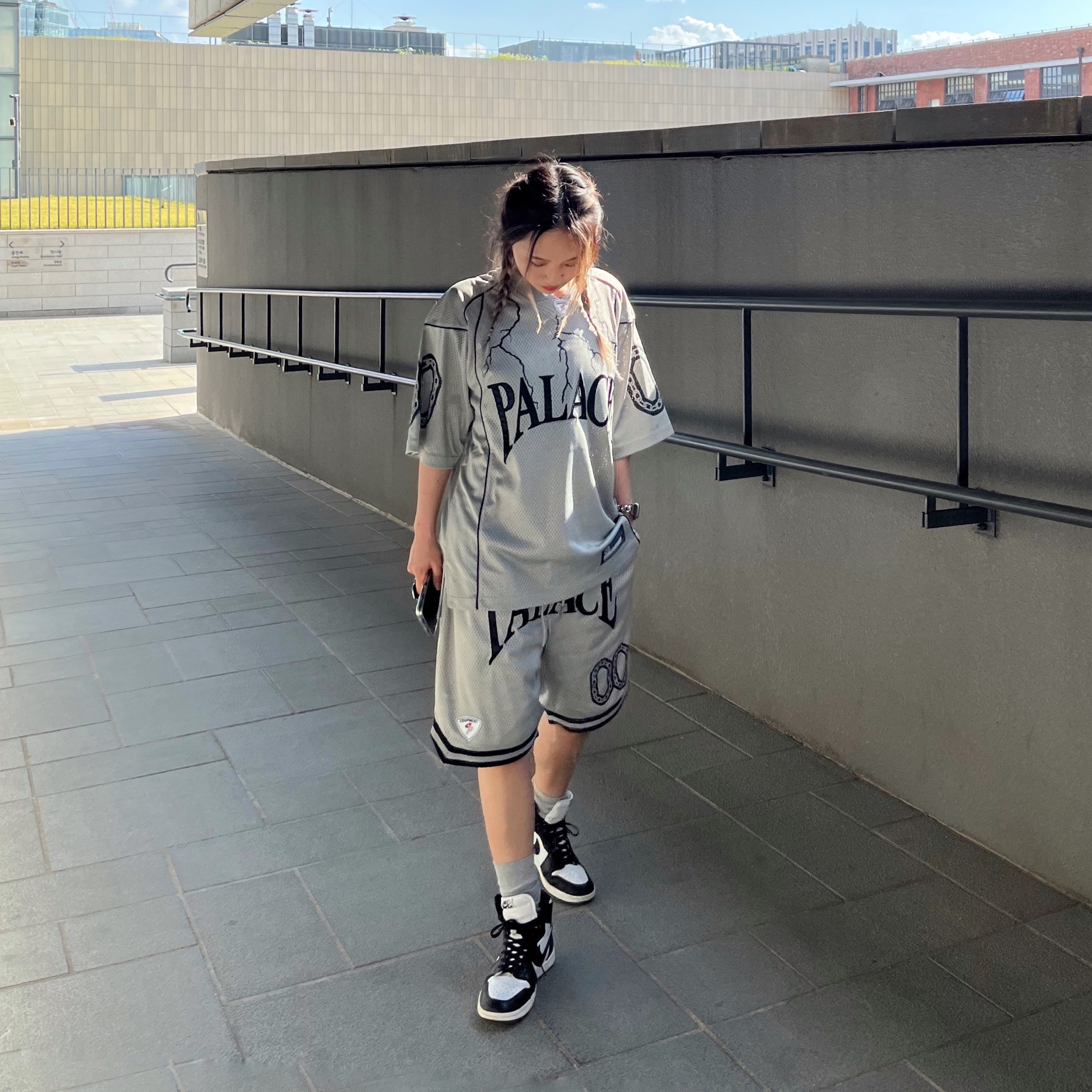 Jordan 1 High 85 Black White, Palace Hesh Athletic Jersey Silver - 23SS 착용 스타일 - 1