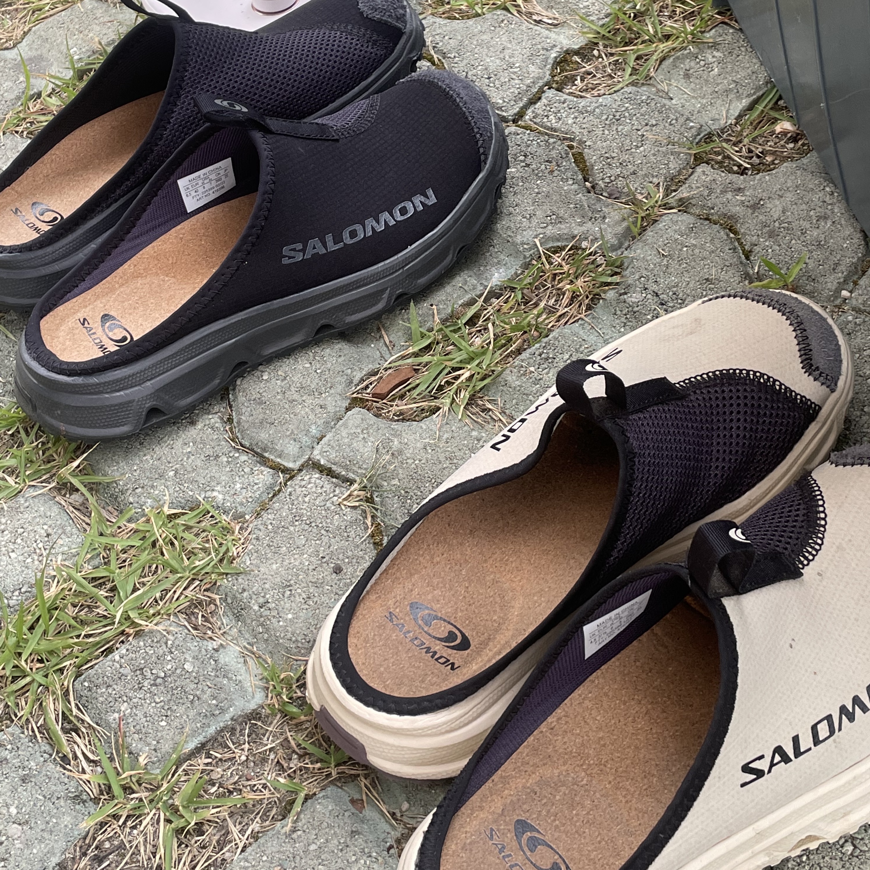 Salomon RX Slide 3.0 Black, Salomon RX Slide 3.0 Bleached Sand 착용 스타일