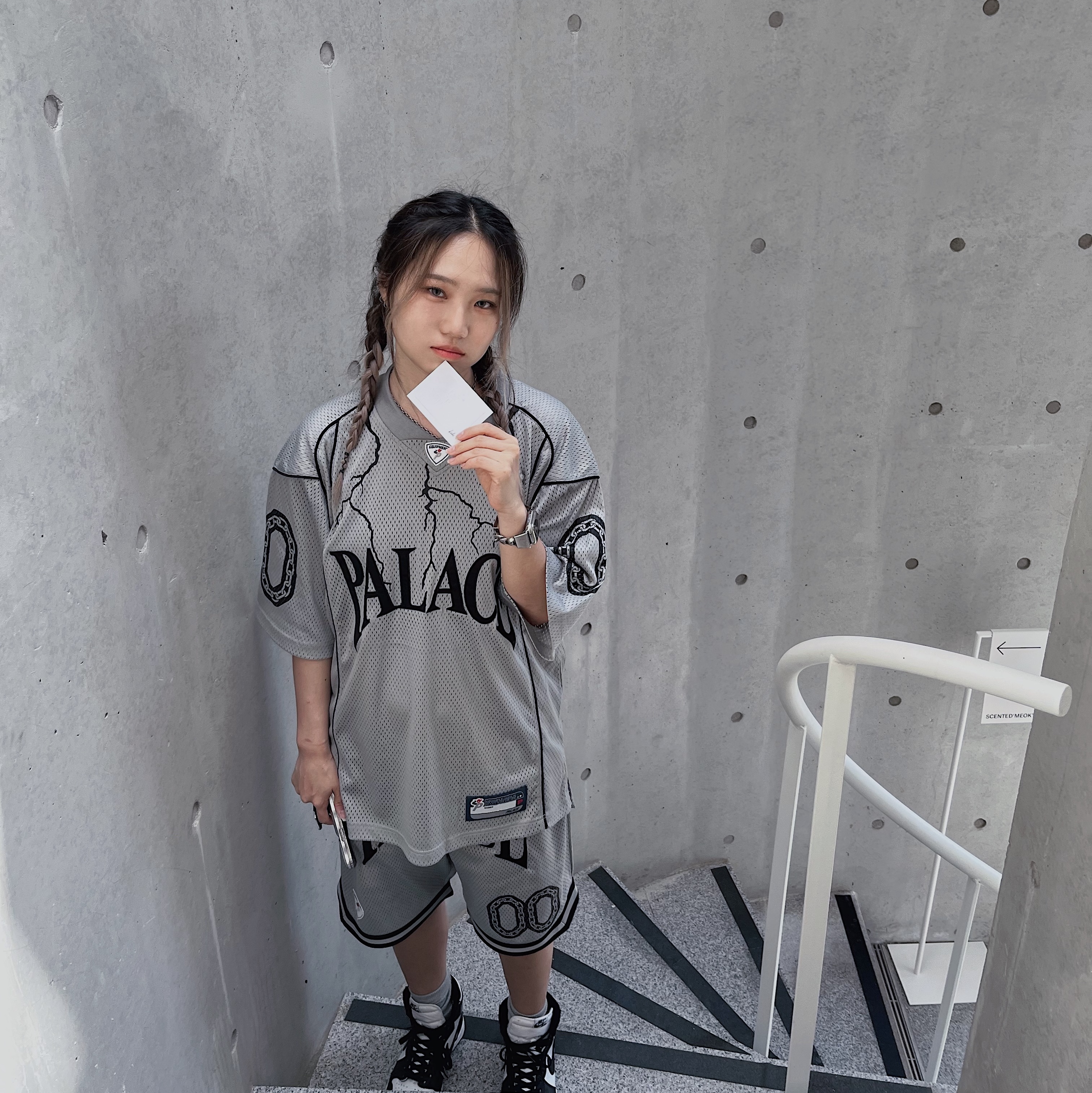 Jordan 1 High 85 Black White, Palace Hesh Athletic Jersey Silver - 23SS 착용 스타일 - 4