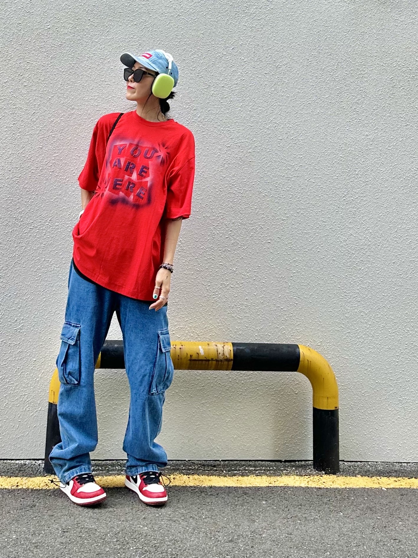 Jordan 1 Retro High OG Chicago 2022, Supreme Washed Chino Twill Camp Cap Denim - 21FW 착용 스타일 - 1