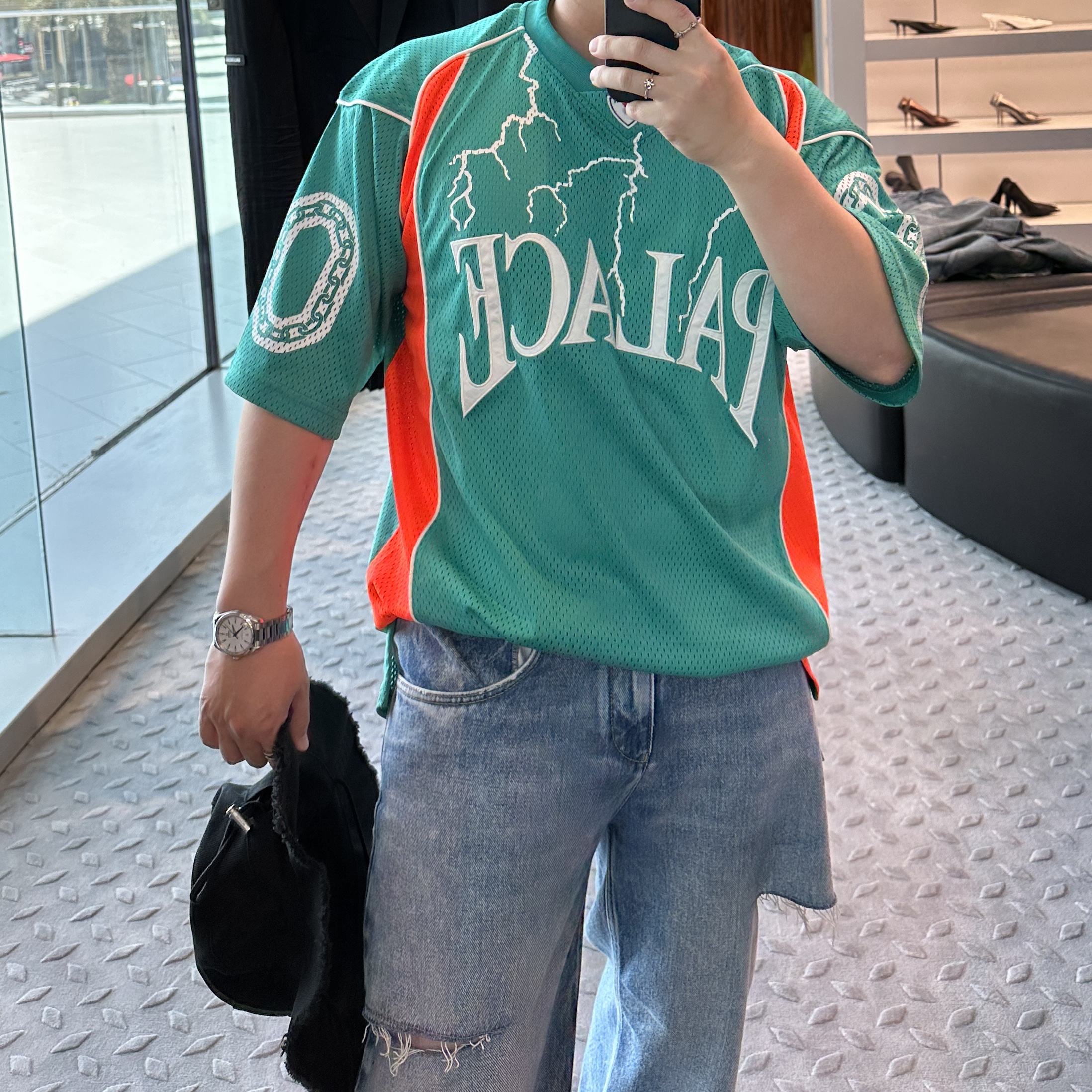 Palace Hesh Athletic Jersey Turquoise - 23SS 착용 스타일 - 2