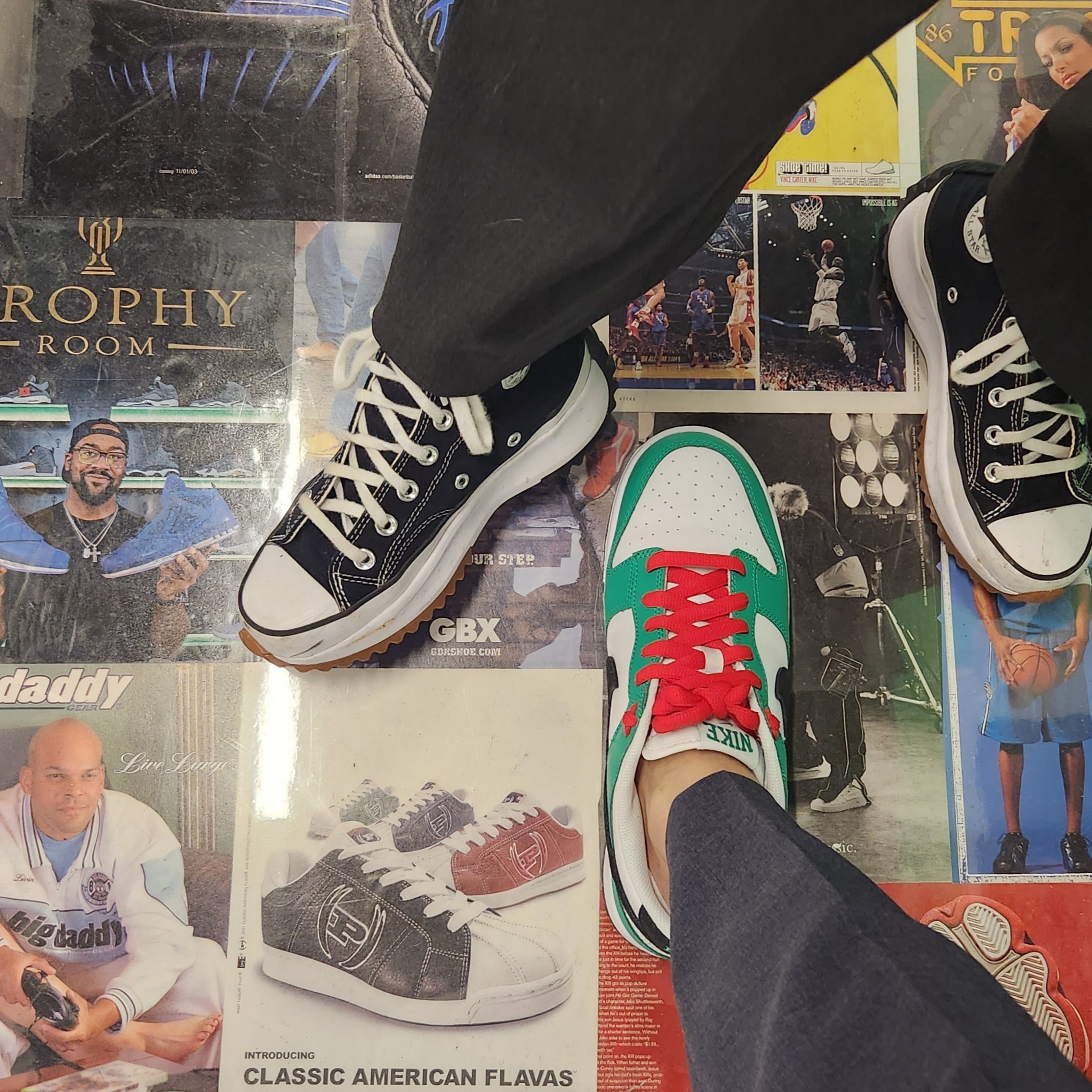 Converse Run Star Hike Hi Black White Gum, Nike Dunk Low White Green 착용 스타일