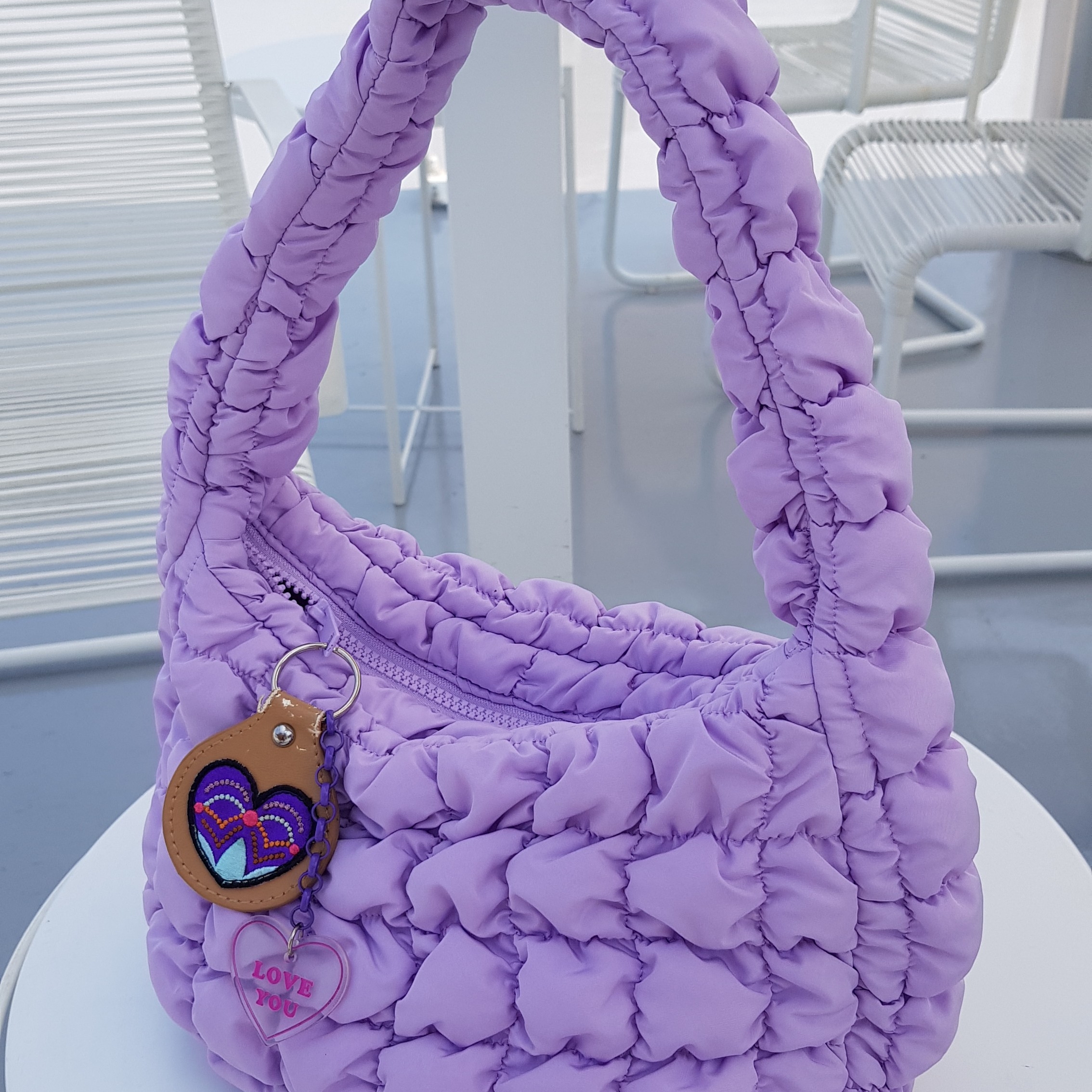 COS Quilted Mini Bag Purple 착용 스타일 - 2