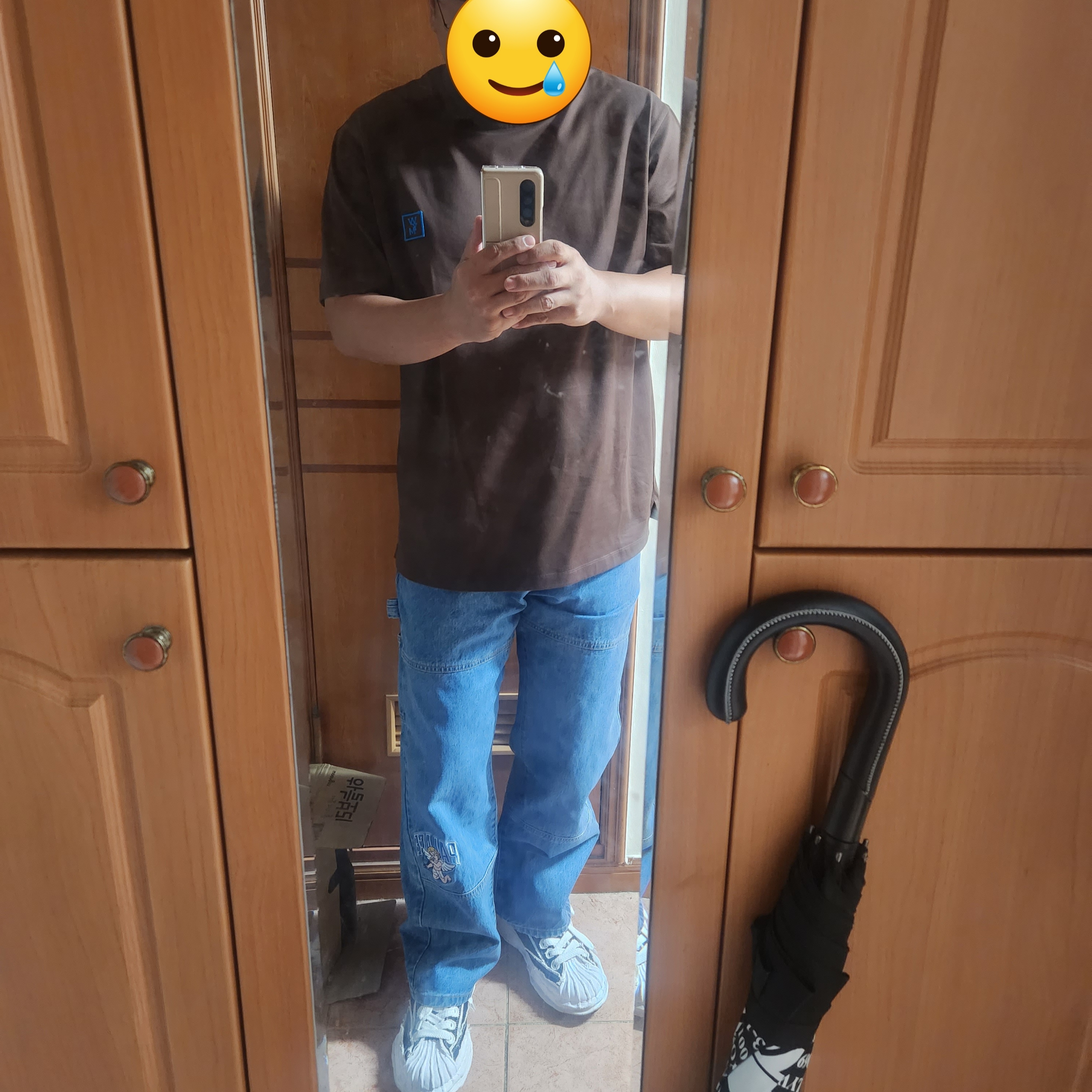 Wooyoungmi Cotton Back Logo T-Shirt Brown - 23SS, Palace Temptation Jean Stone Wash - 23SS 착용 스타일 - 1