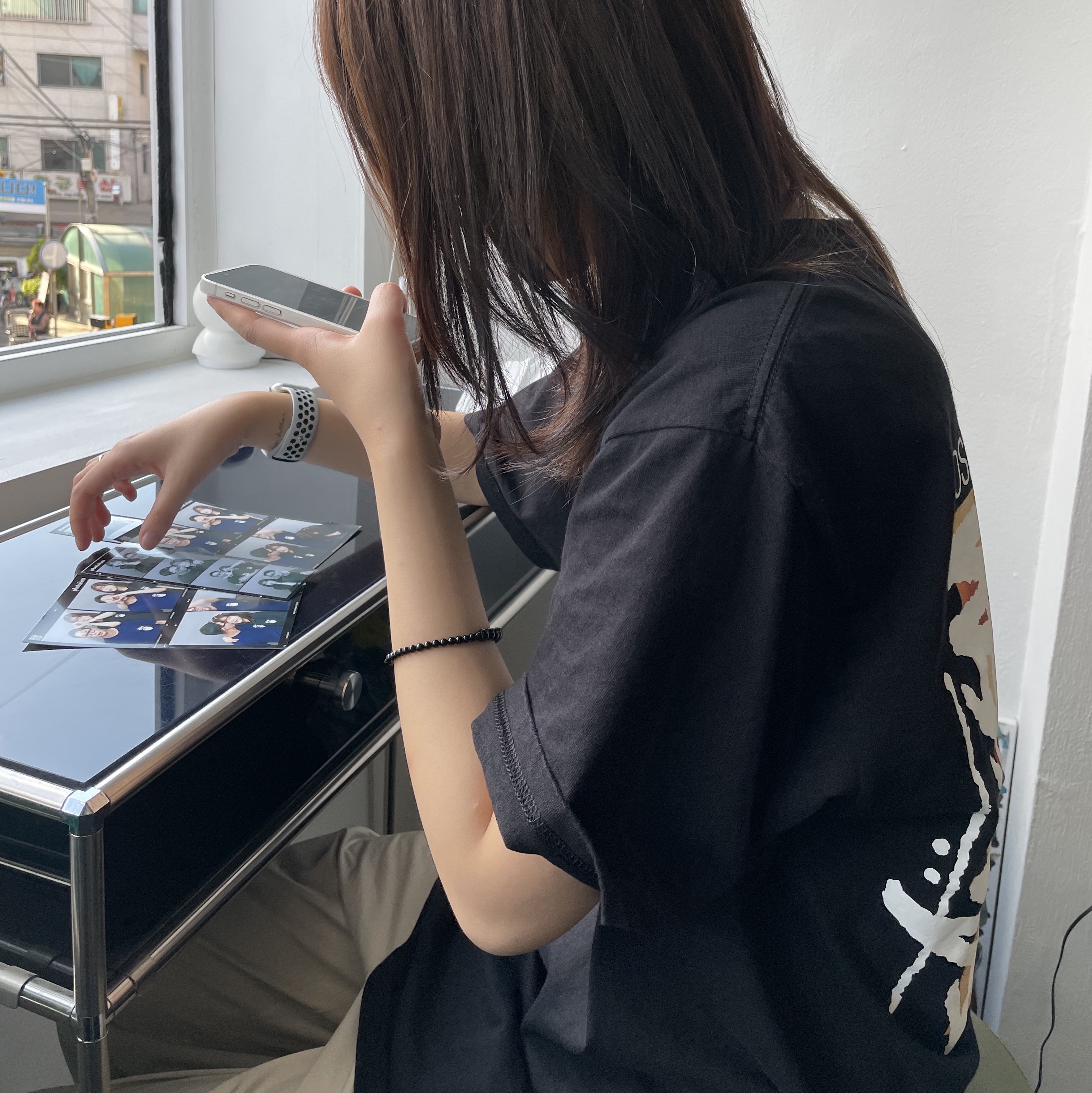 Stussy Billiards T-Shirt Black 착용 스타일 - 1