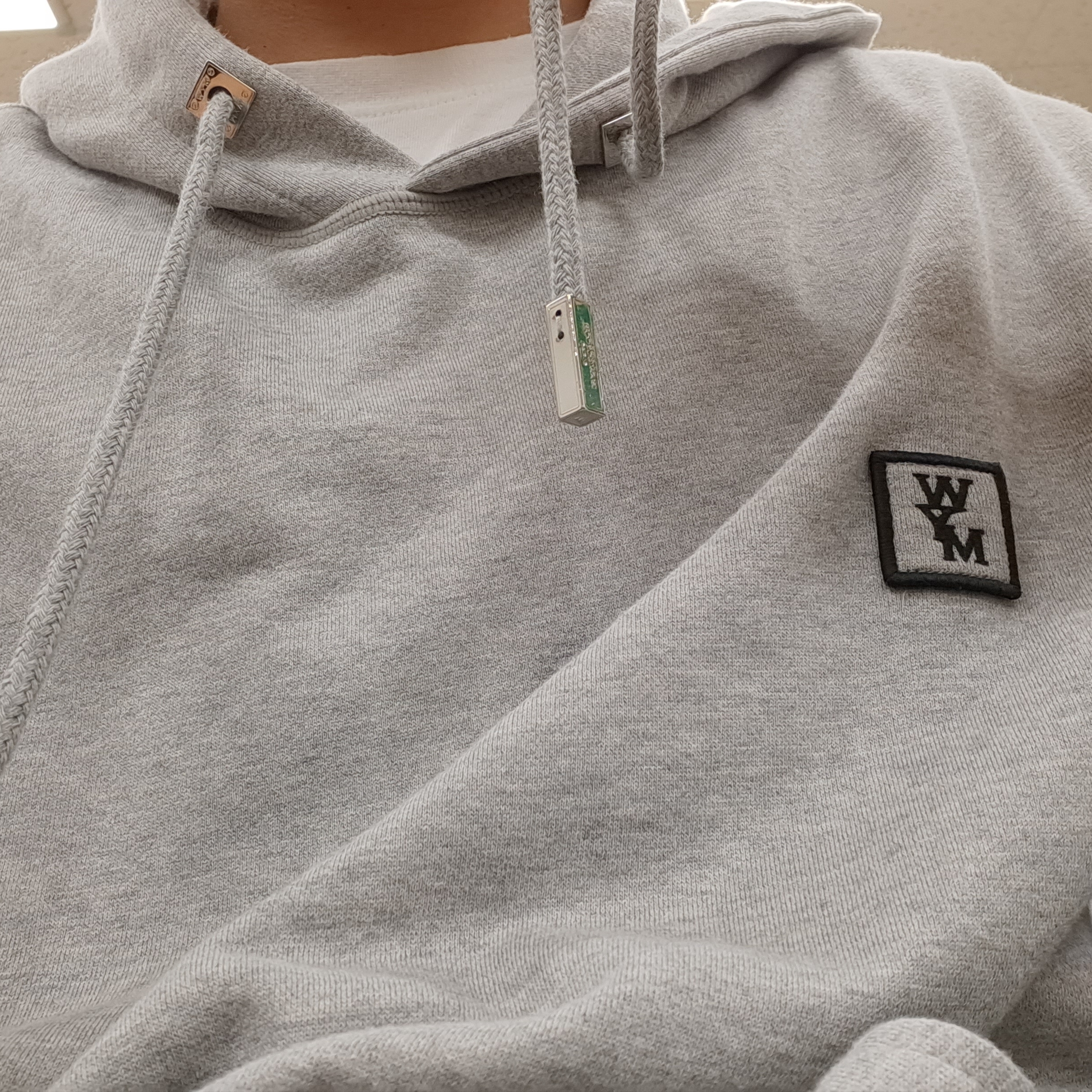 Wooyoungmi Cotton Back Logo Hooded Sweatshirt Grey - 23SS 착용 스타일