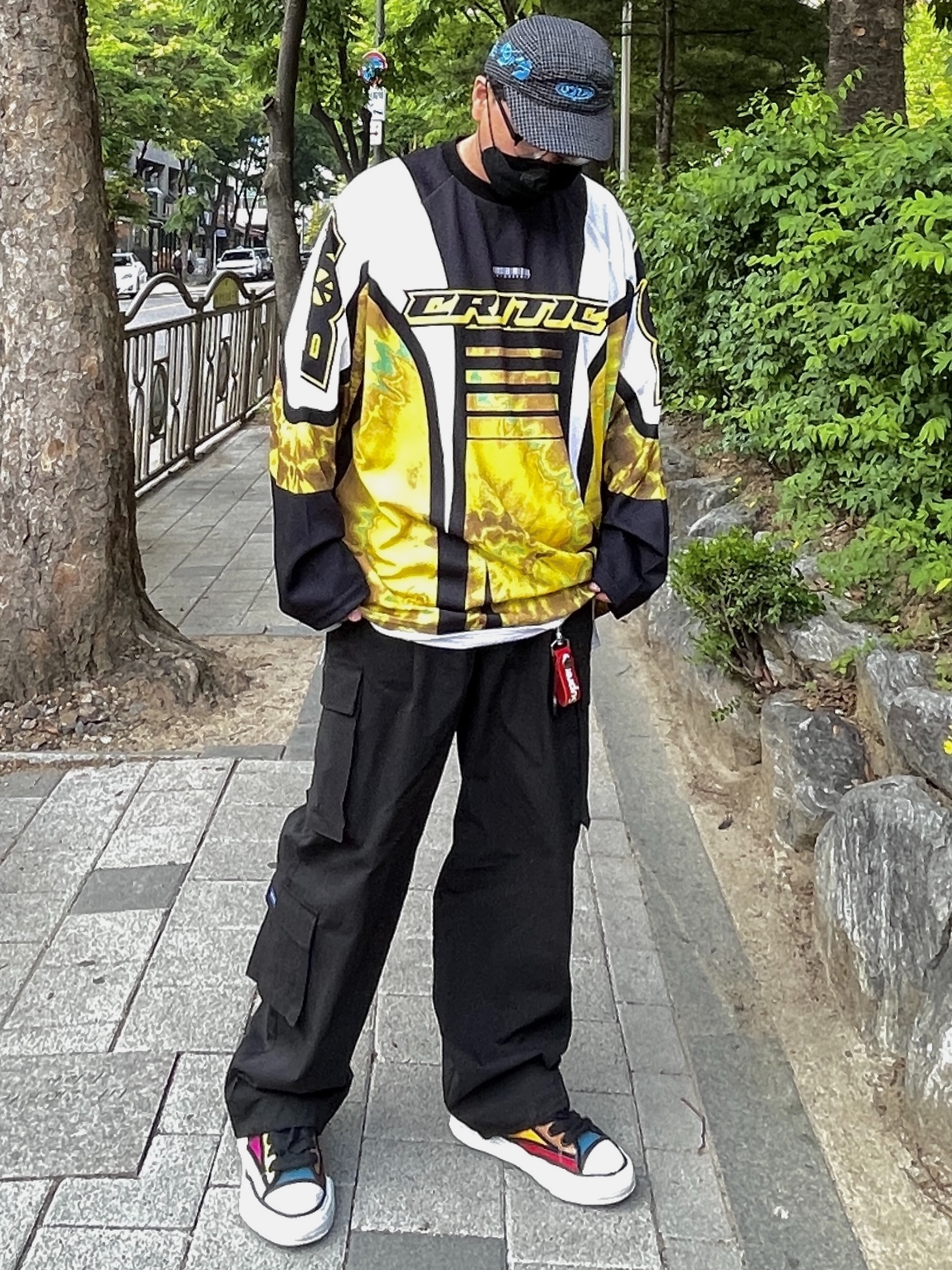 Maison Mihara Yasuhiro Peterson OG Sole Trick Detail Low Cut Sneakers Multi, Supreme Leather Key Loop Red - 21SS 착용 스타일