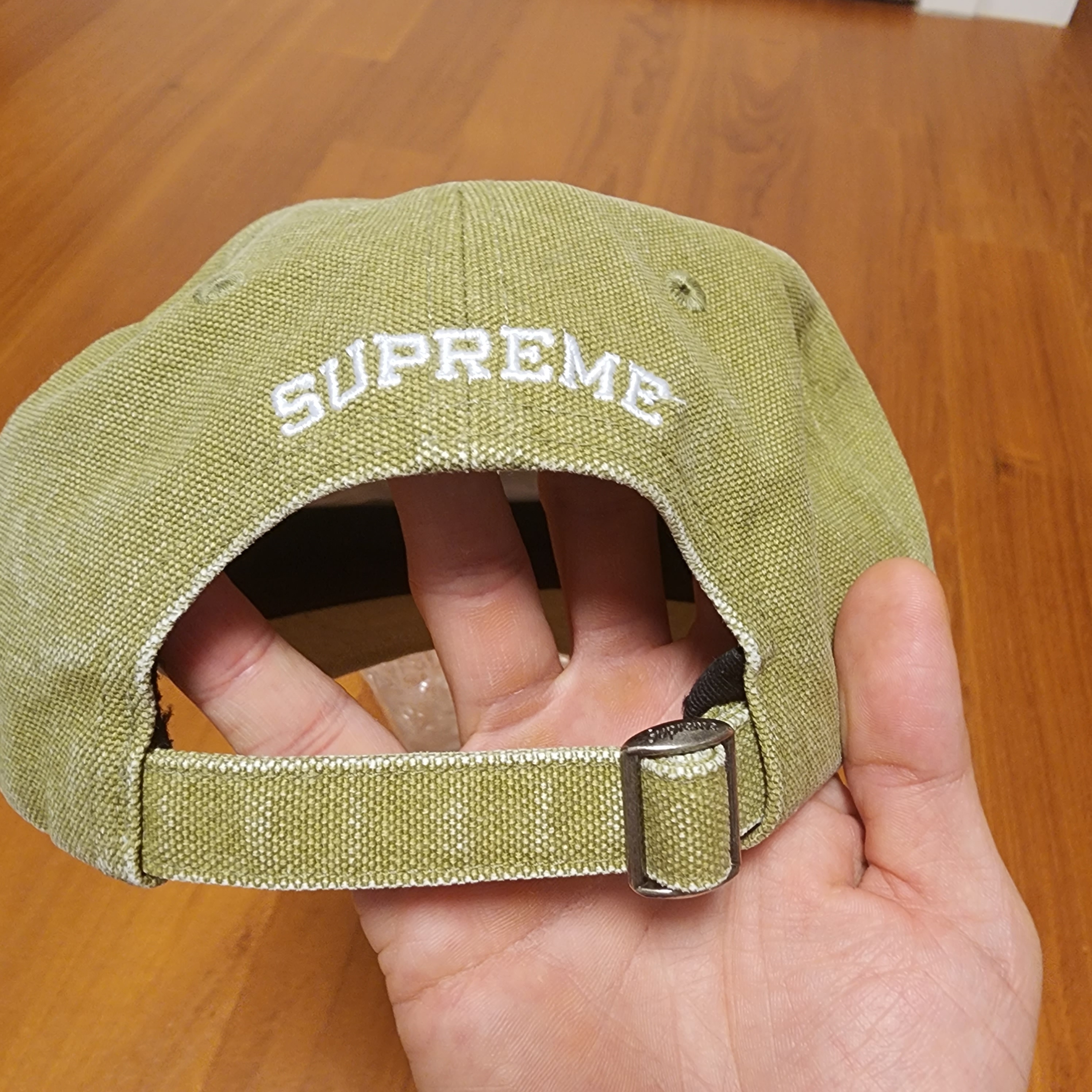 Supreme Pigment Canvas S Logo 6-Panel Olive - 23SS 착용 스타일 - 2