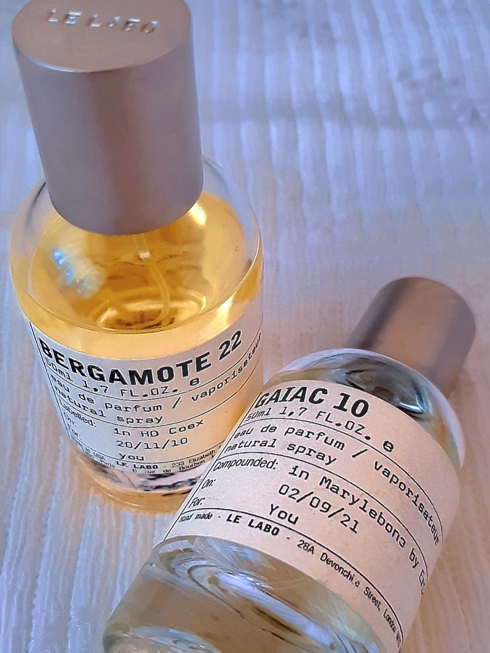 Le Labo Gaiac 10 Eau De Parfum 50ml, Le Labo Bergamote 22 Eau De Parfum 50ml 착용 스타일