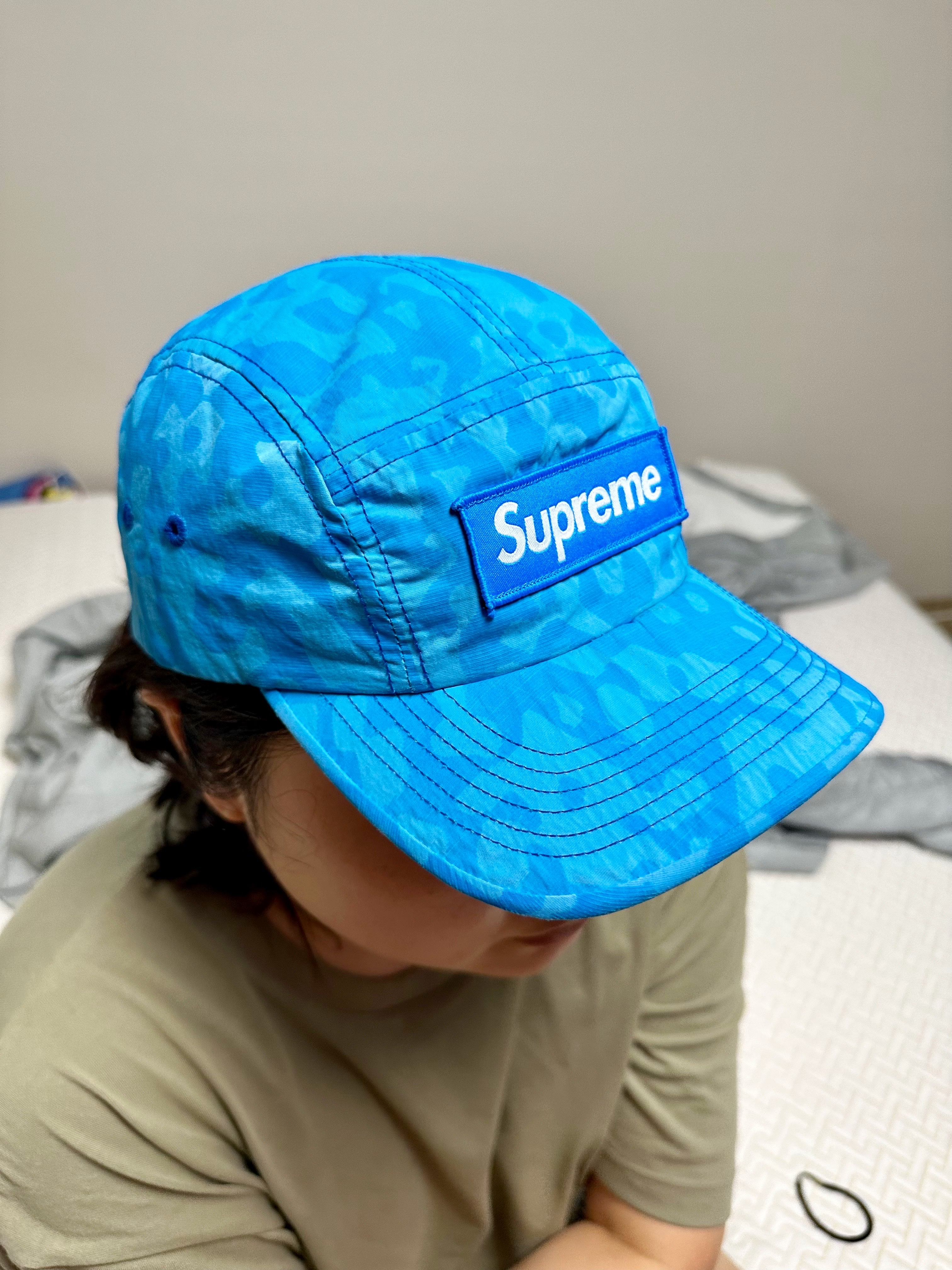Supreme Overdyed Camo Nylon Camp Cap Blue - 23SS 착용 스타일