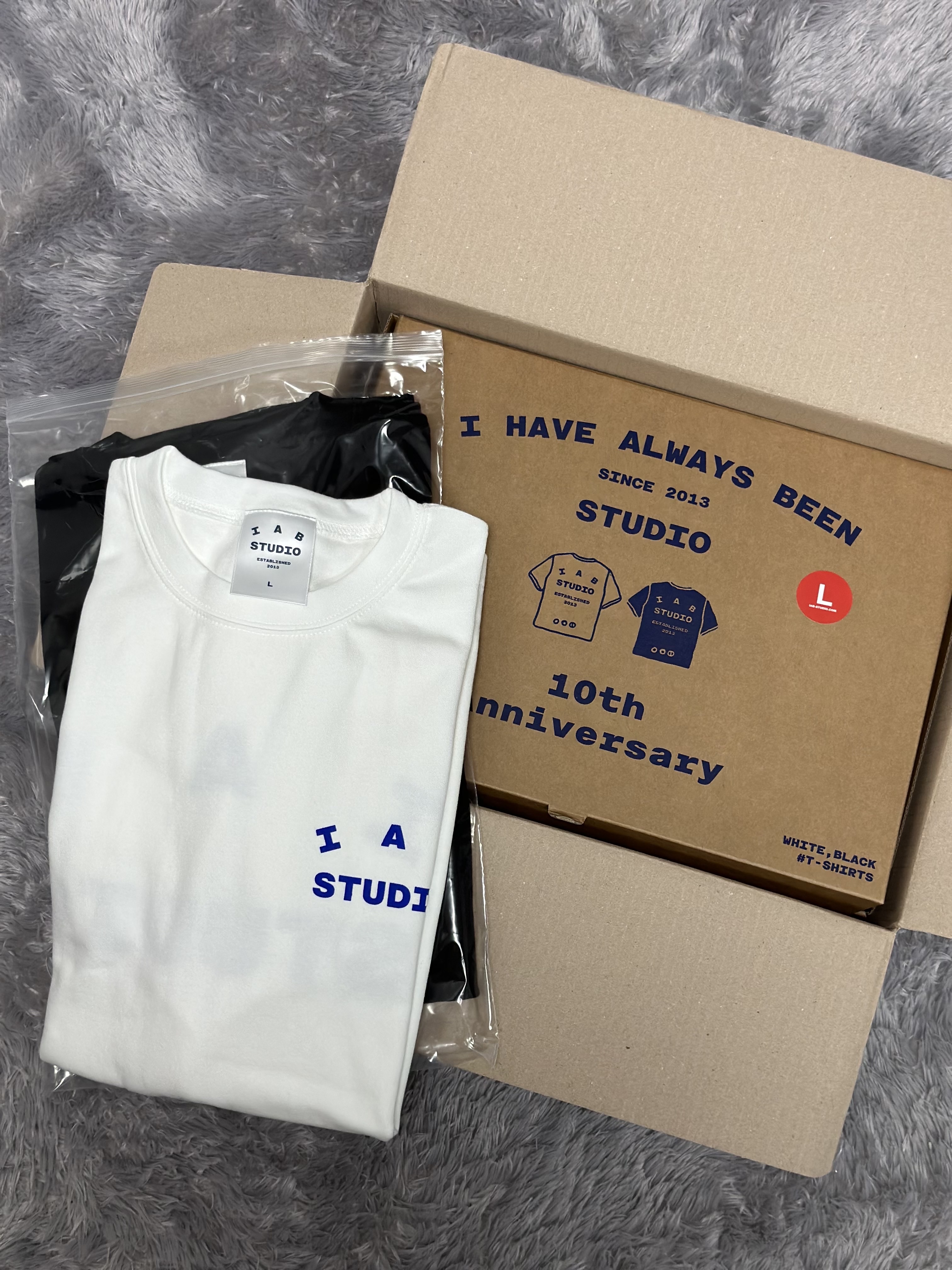 IAB Studio 10th Anniversary T-Shirts Pack White & Black (2 Pack) 착용 스타일