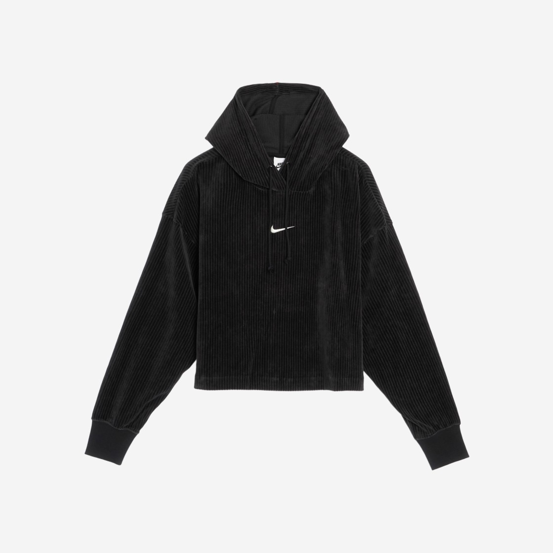 (W) Nike NSW Velour Cropped Hoodie Black - US/EU 상세 이미지 1