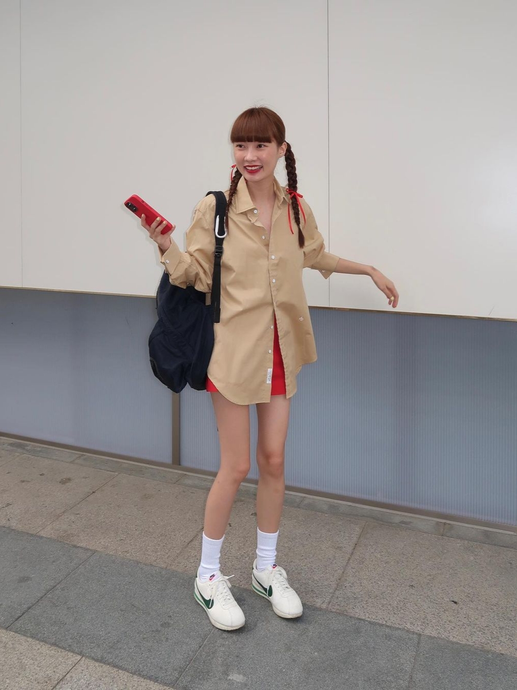 (W) Nike Cortez Gorge Green and Malachite 착용 스타일
