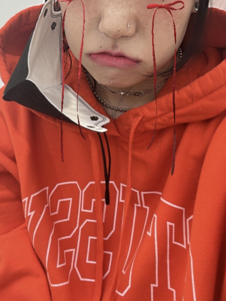 Stussy SS Boxy Cropped Hoodie Orange 착용 스타일 - 3