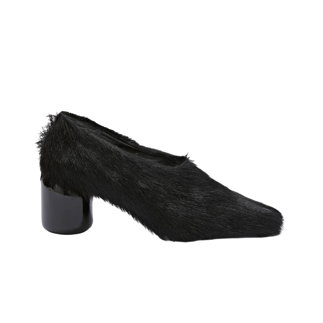 (W) 질 샌더 블록힐 퍼 펌프스 블랙((W) Jil Sander Block-Heeled Fur Pumps Black)