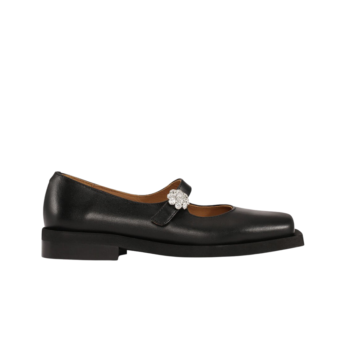 (W) 가니 메리 제인 발레리나 블랙((W) Ganni Mary Jane Ballerinas Black)