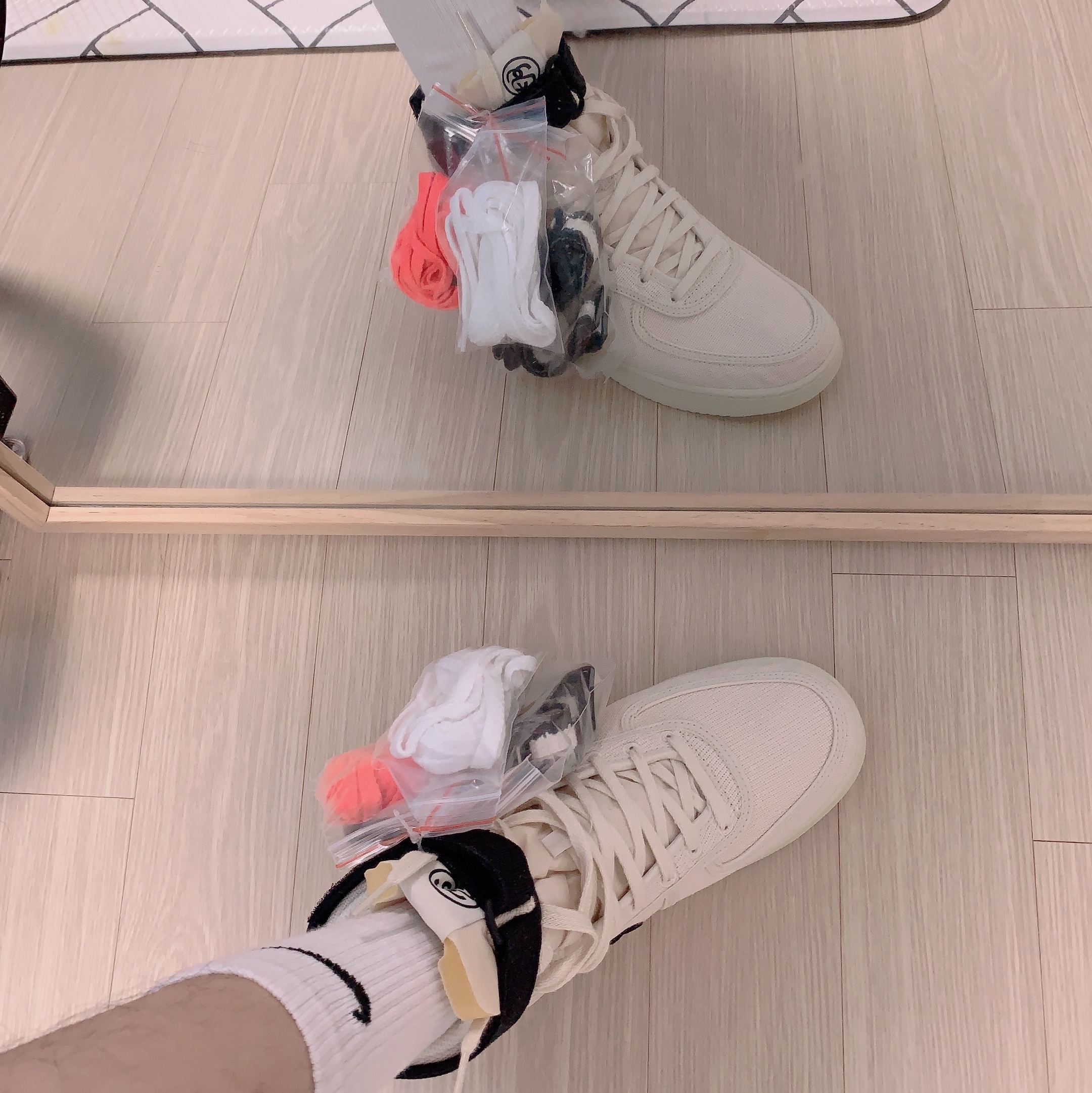 Nike x Stussy Vandal High Fossil 착용 스타일