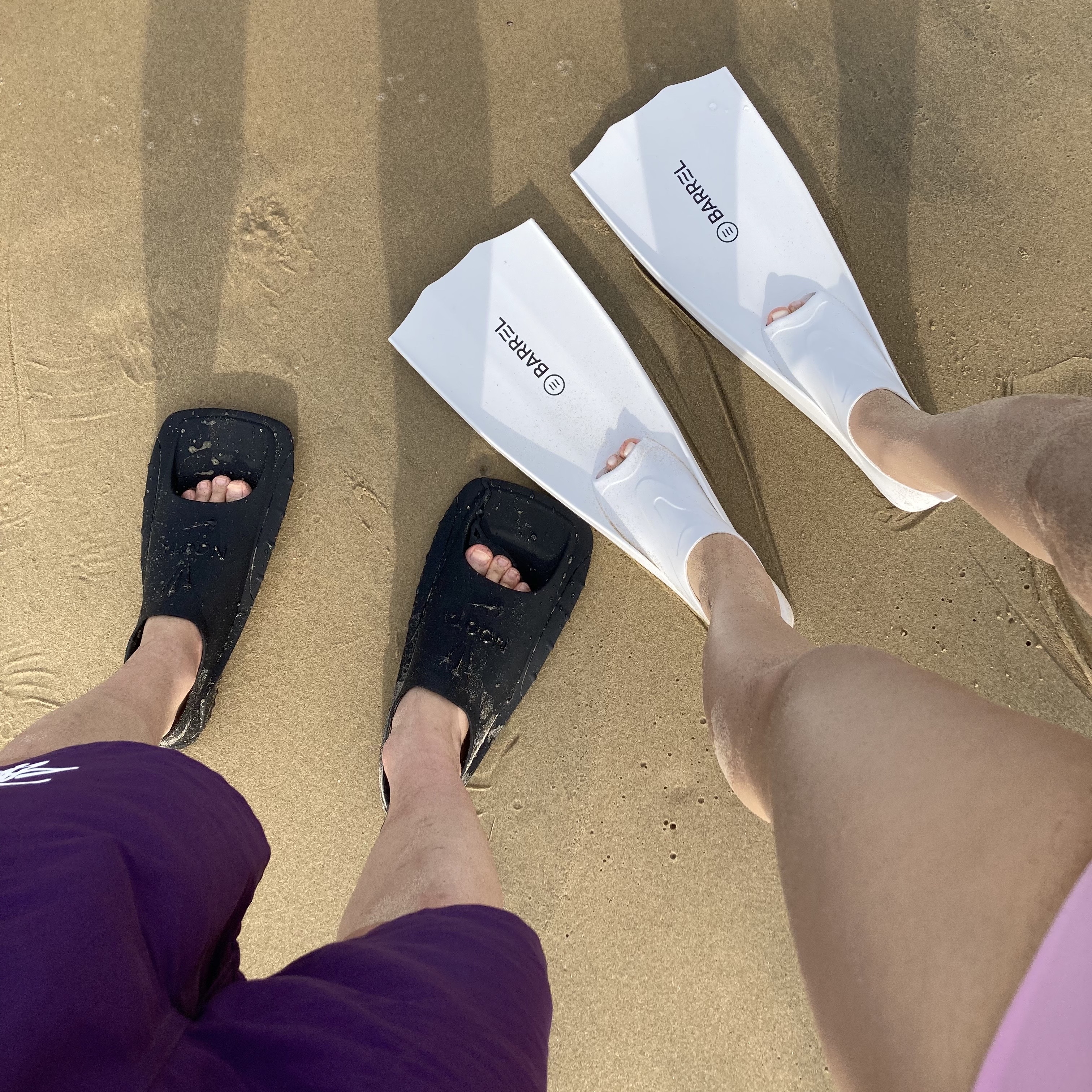 Nike x Drake Nocta Swim Fins Black, Stussy Big Basic Water Shorts Plum 착용 스타일