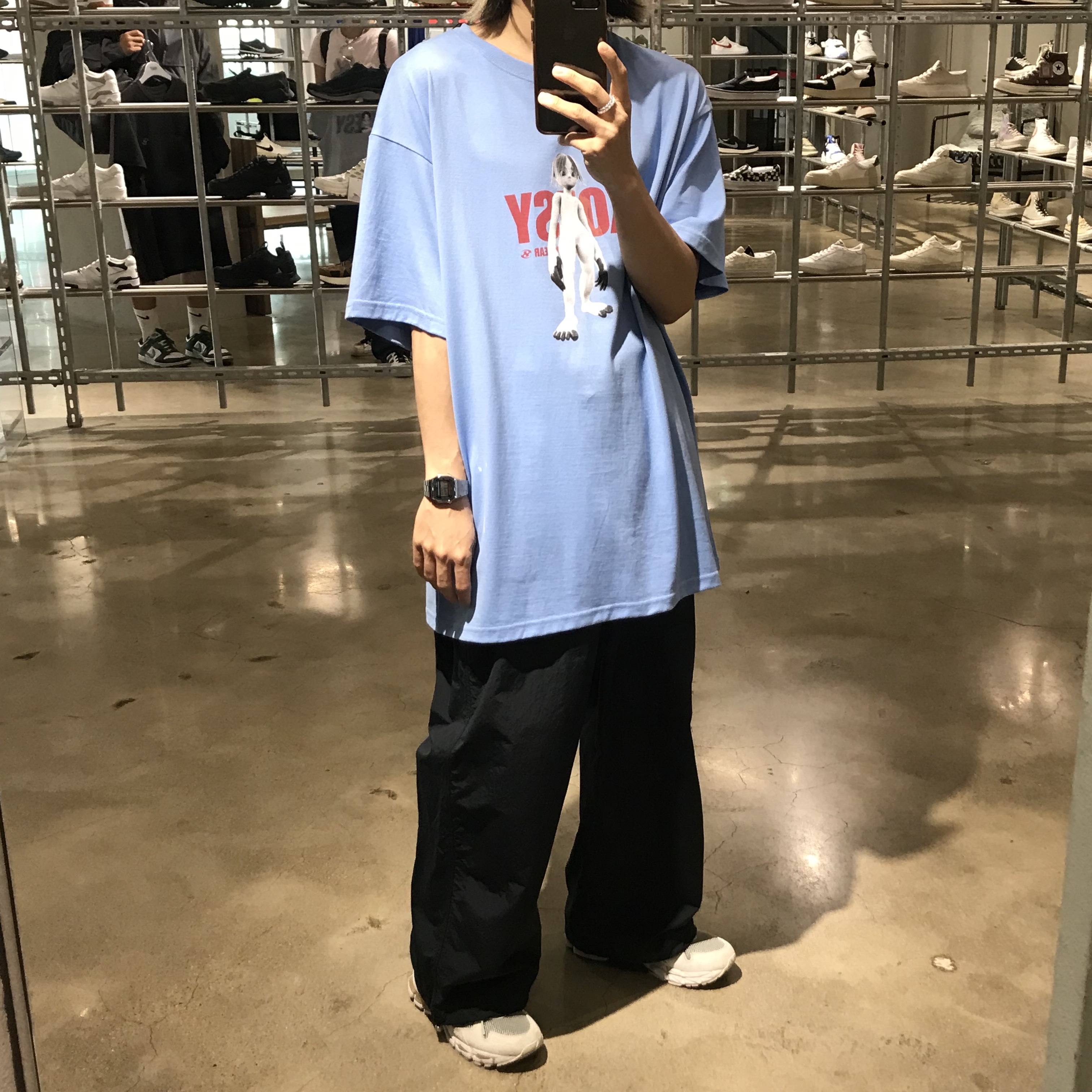Sansan Gear Koesy Series T-Shirt Blue - 23SS, Asics x Awake NY Gel-Kayano Trainer 21 Cool Grey Pure Silver 착용 스타일