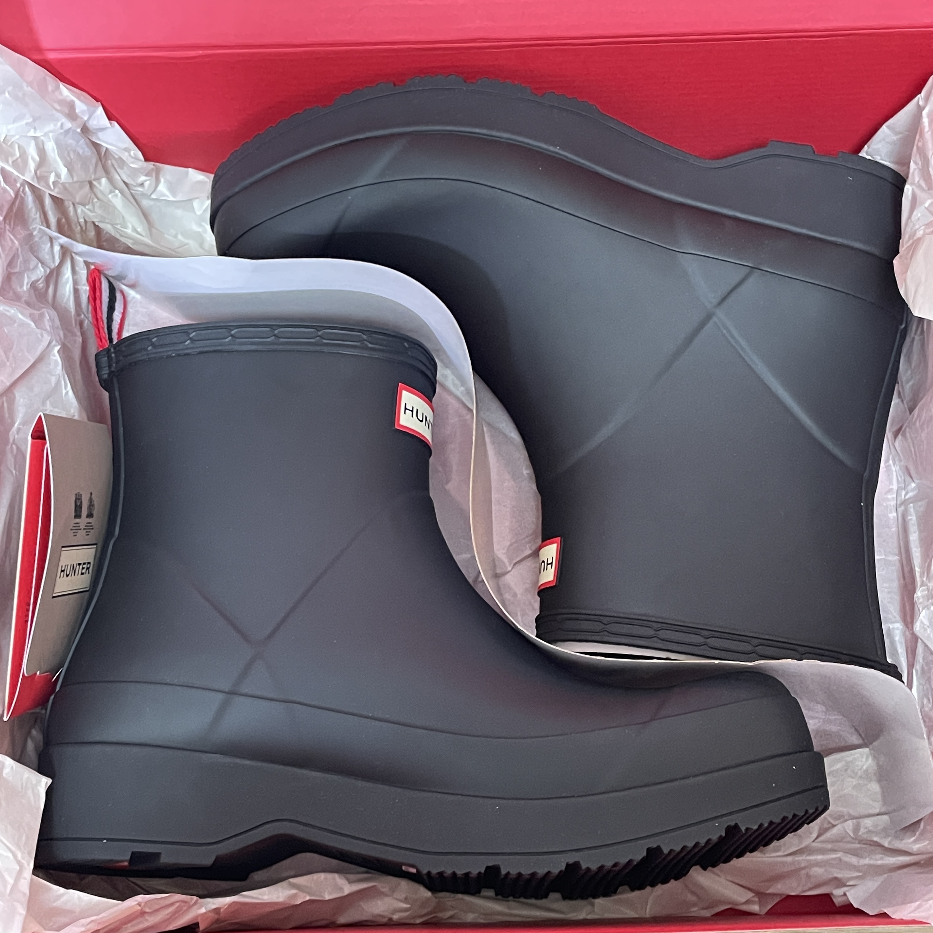 Hunter Play Short Wellington Boots Black 착용 스타일