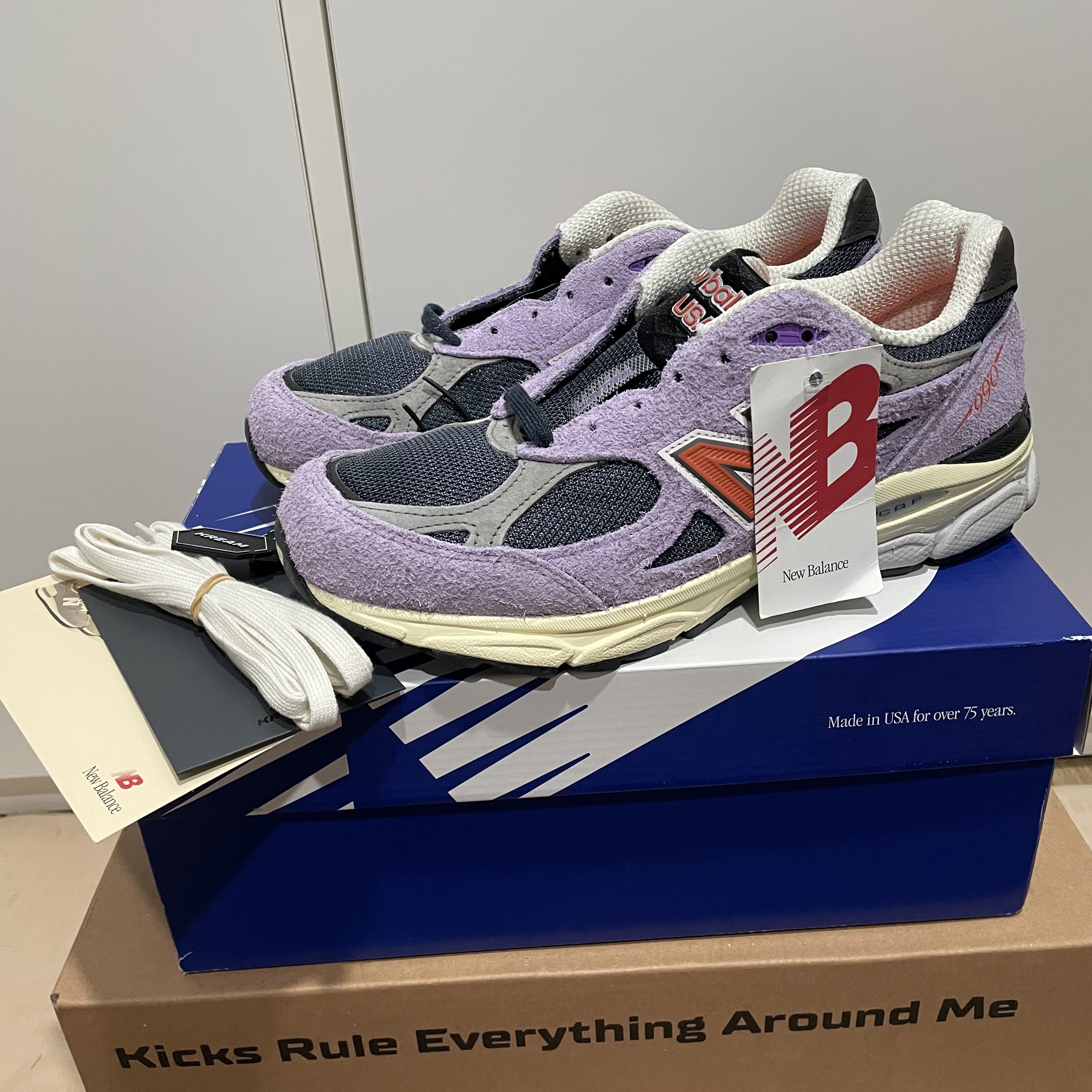 New Balance 990v3 Made in USA Raw Amethyst 착용 스타일