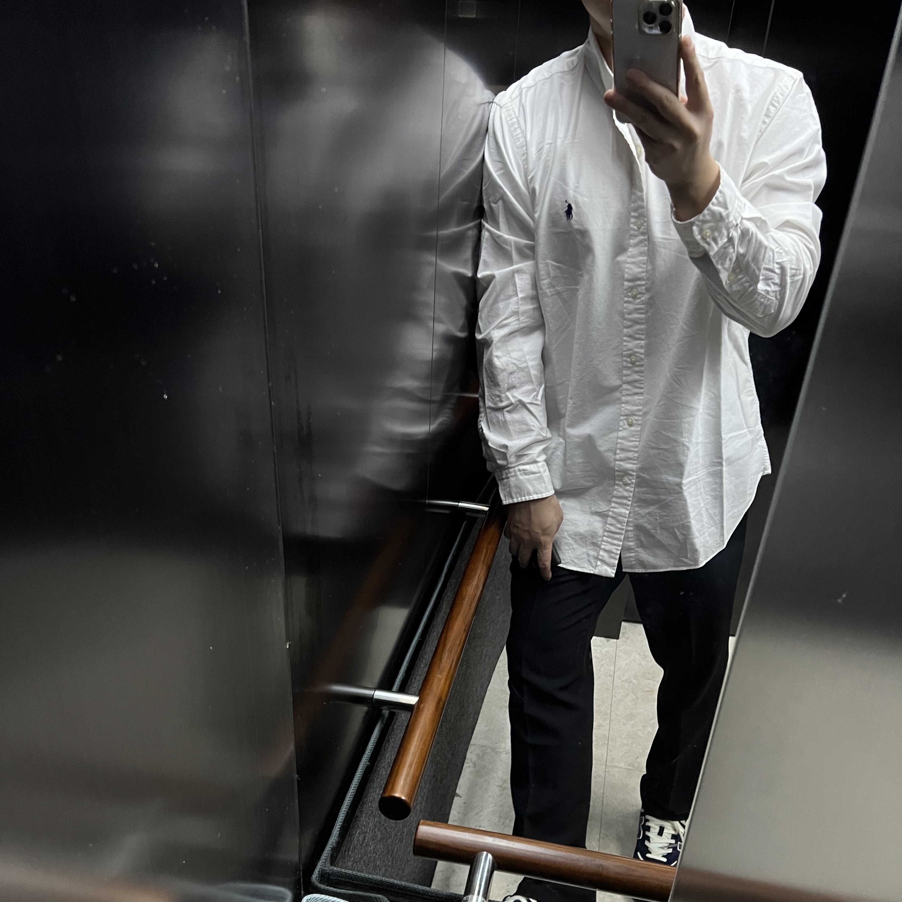 [30% 적립] Polo Ralph Lauren Classic Fit Garment Dyed Oxford Shirt White 착용 스타일