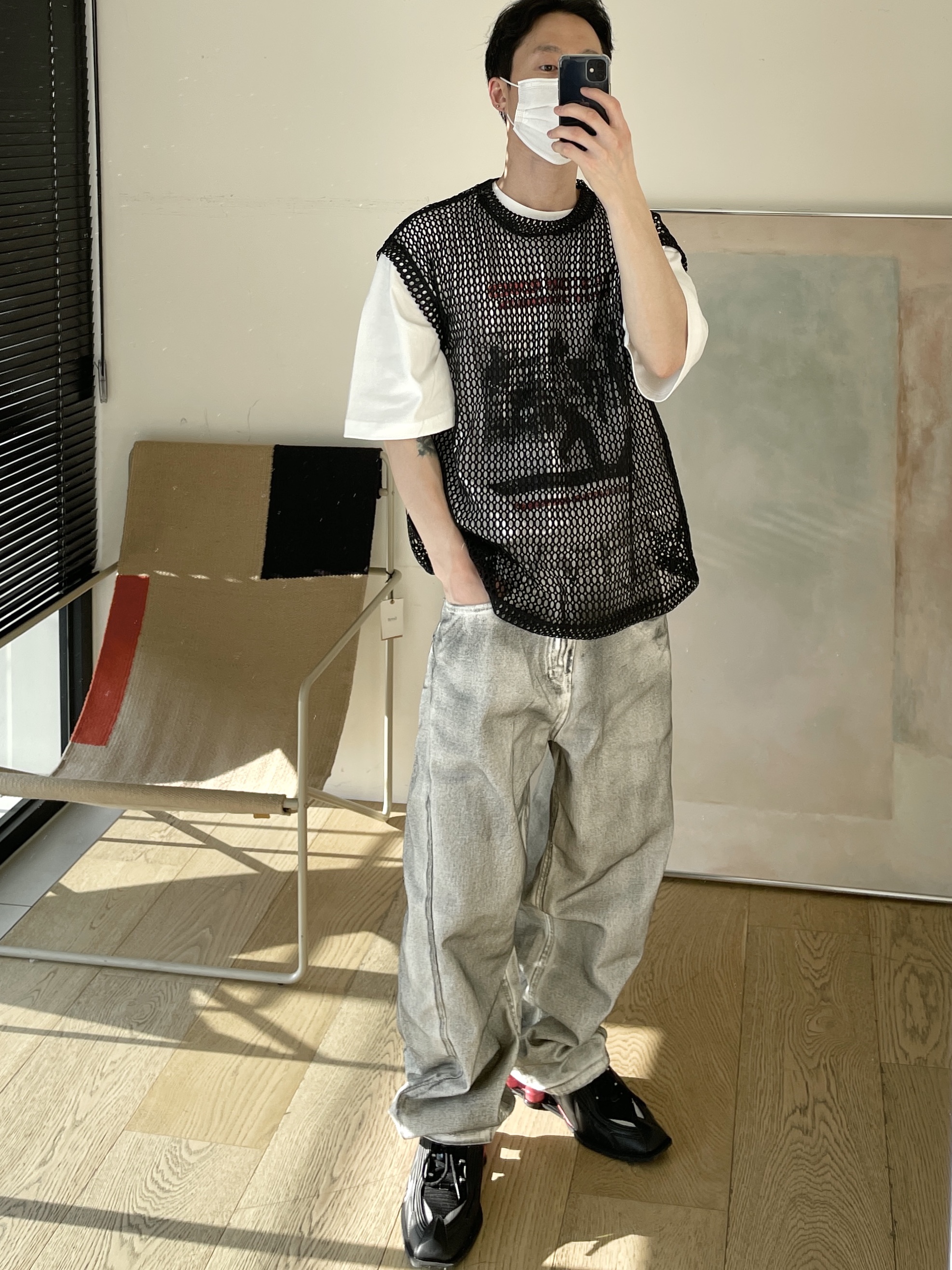 Nike x Martine Rose Shox MR4 Black 착용 스타일