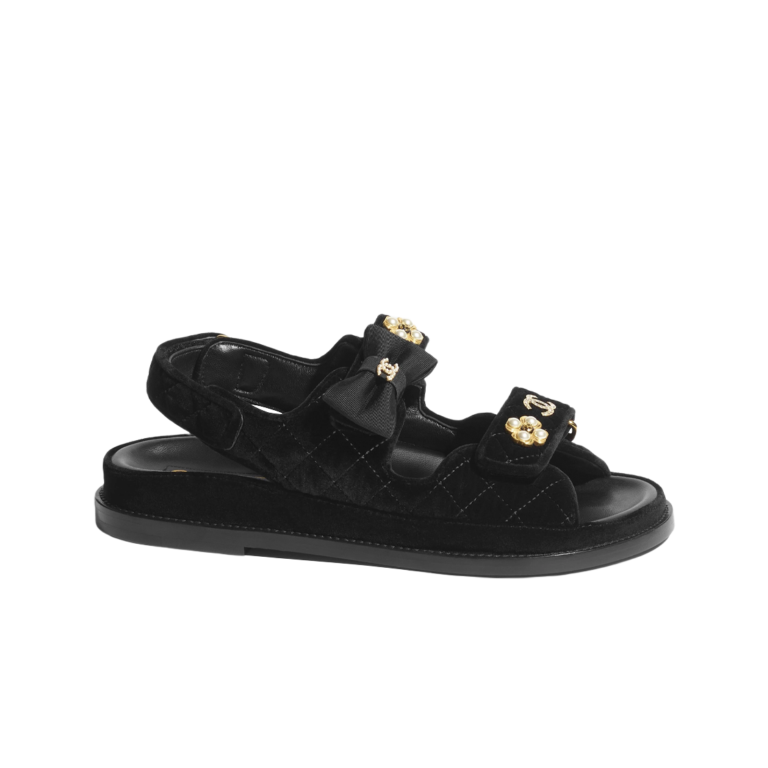 (W) 샤넬 샌들 벨벳 & 블랙((W) Chanel Sandals Velvet & Black) - 1