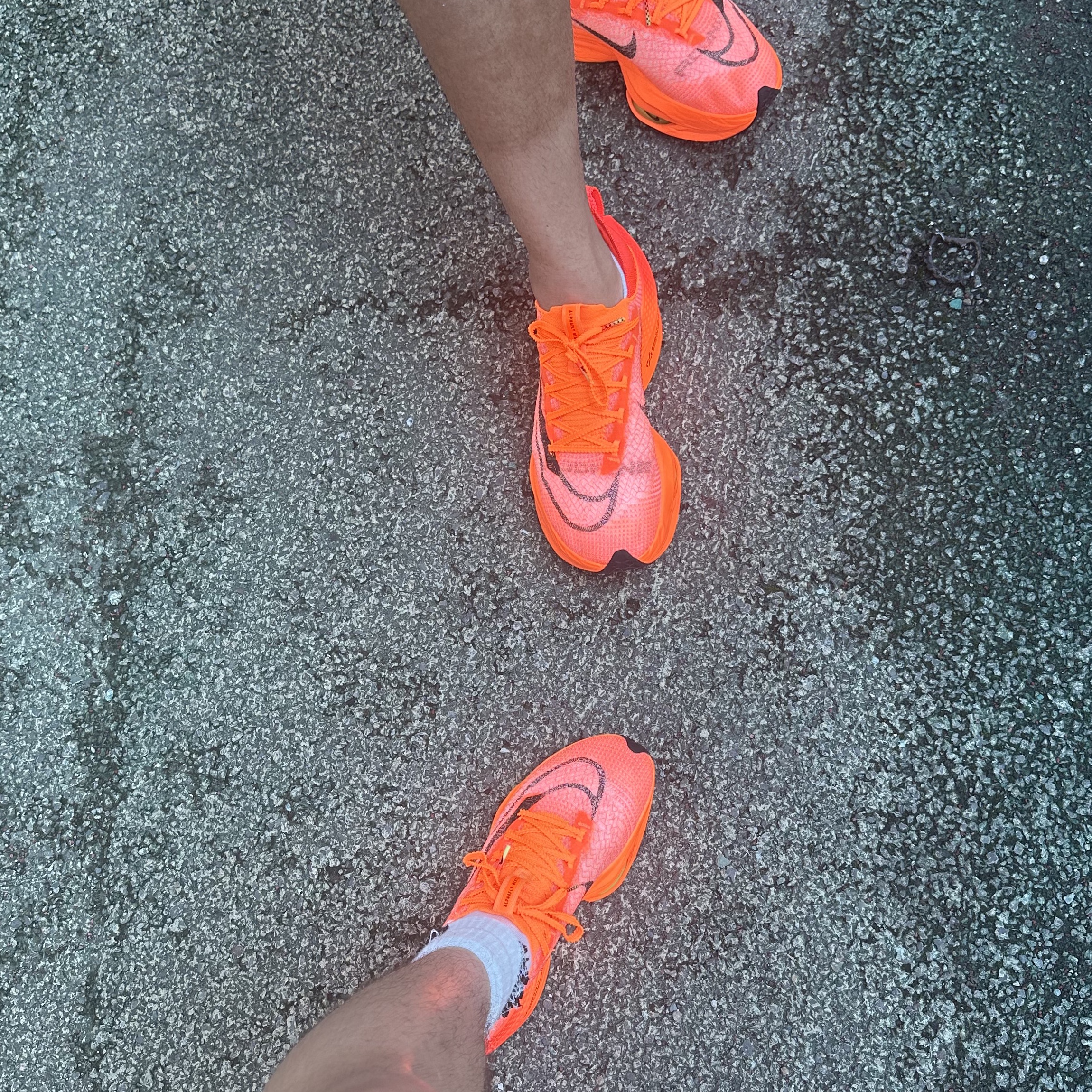 (W) Nike Air Zoom Alphafly Next% 2 Total Orange Black 착용 스타일