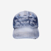 The Museum Visitor Washed Denim Ball Cap White Blue