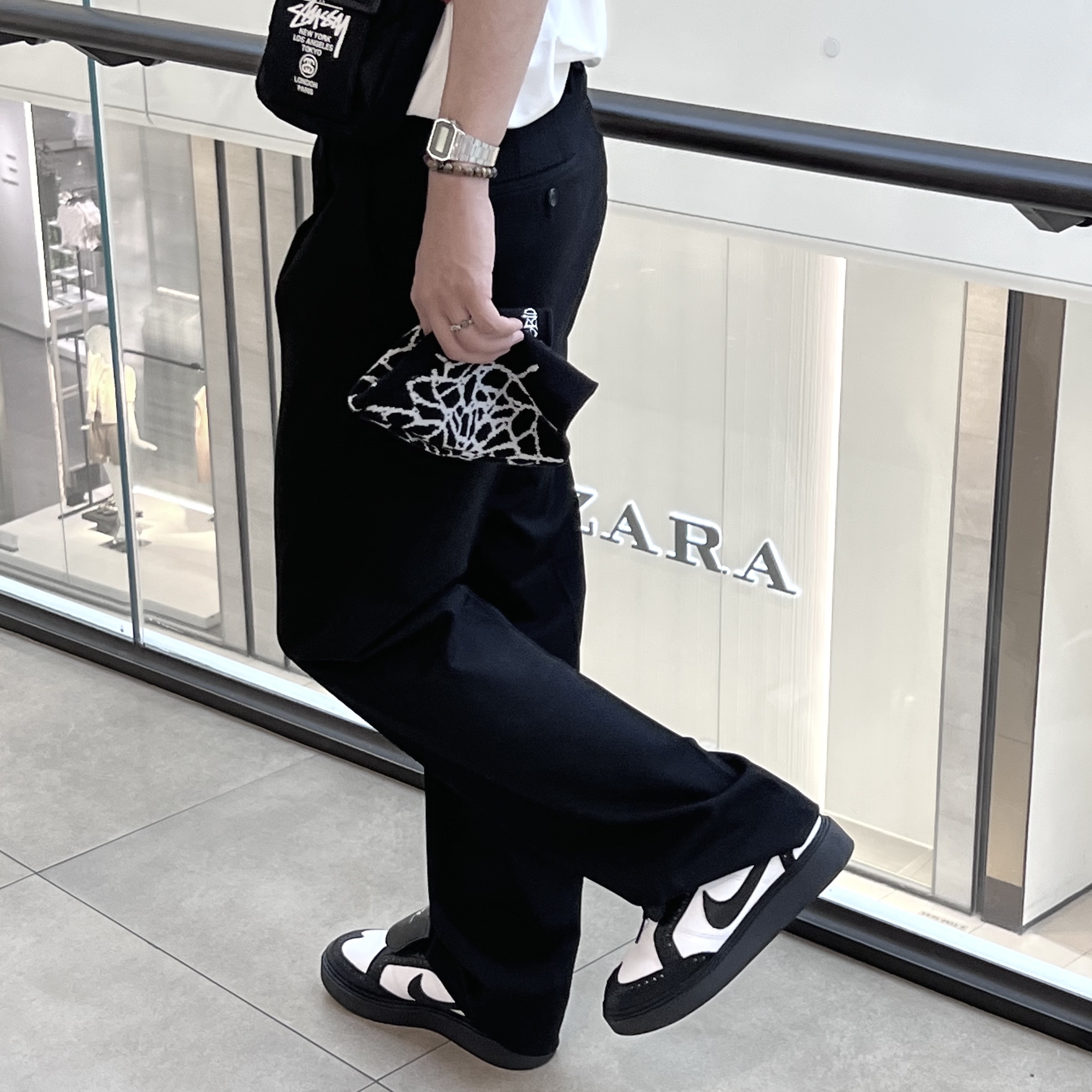 Nike x Peaceminusone Kwondo1 Black and White 착용 스타일