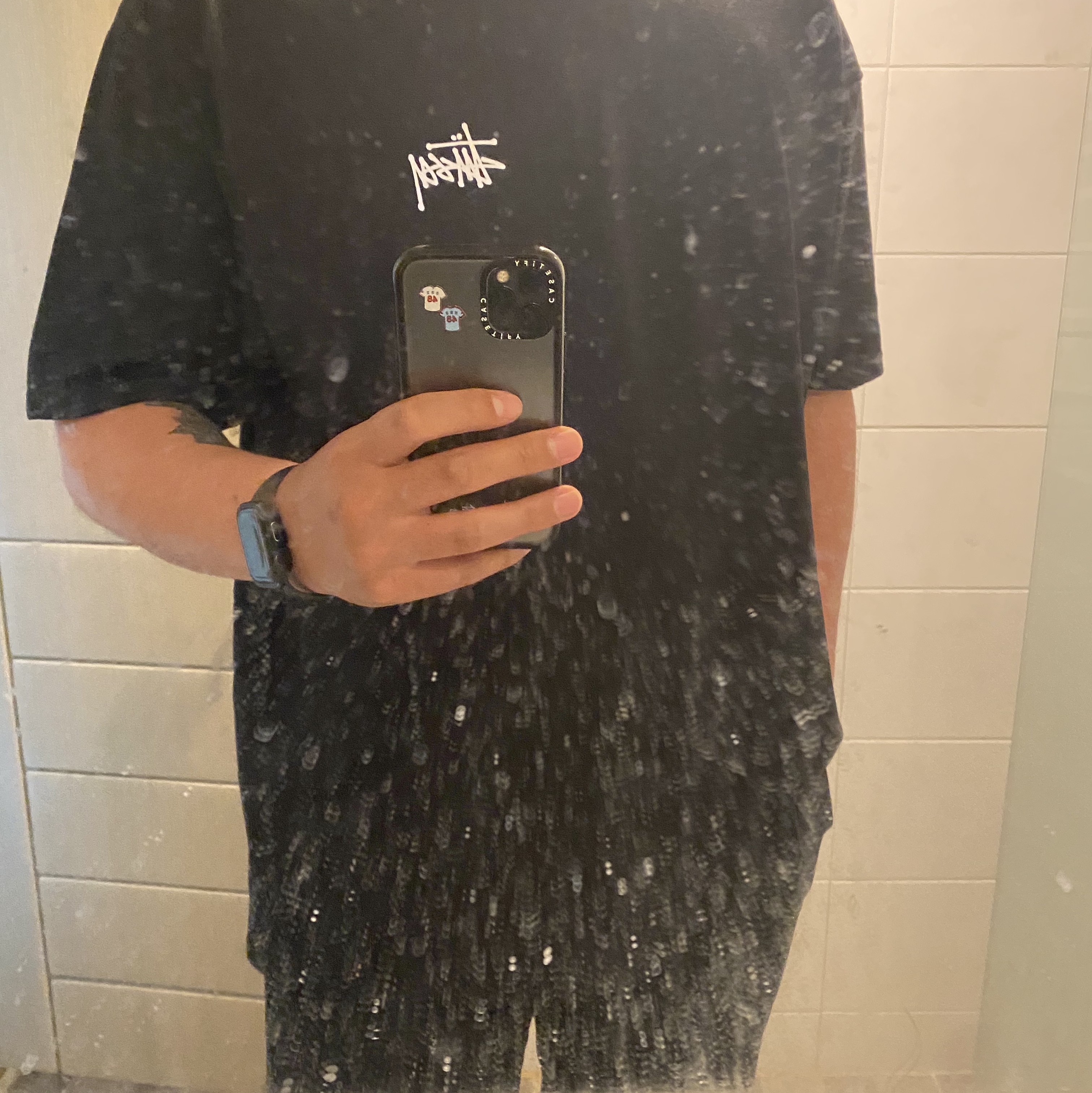Stussy Melted T-Shirt Black 착용 스타일 - 1