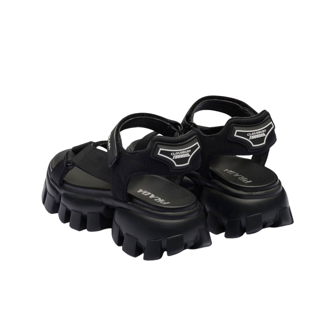 (W) 프라다 스포티 우븐 나일론 테이프 샌들 블랙((W) Prada Sporty Woven Nylon Tape Sandal Black) - 2