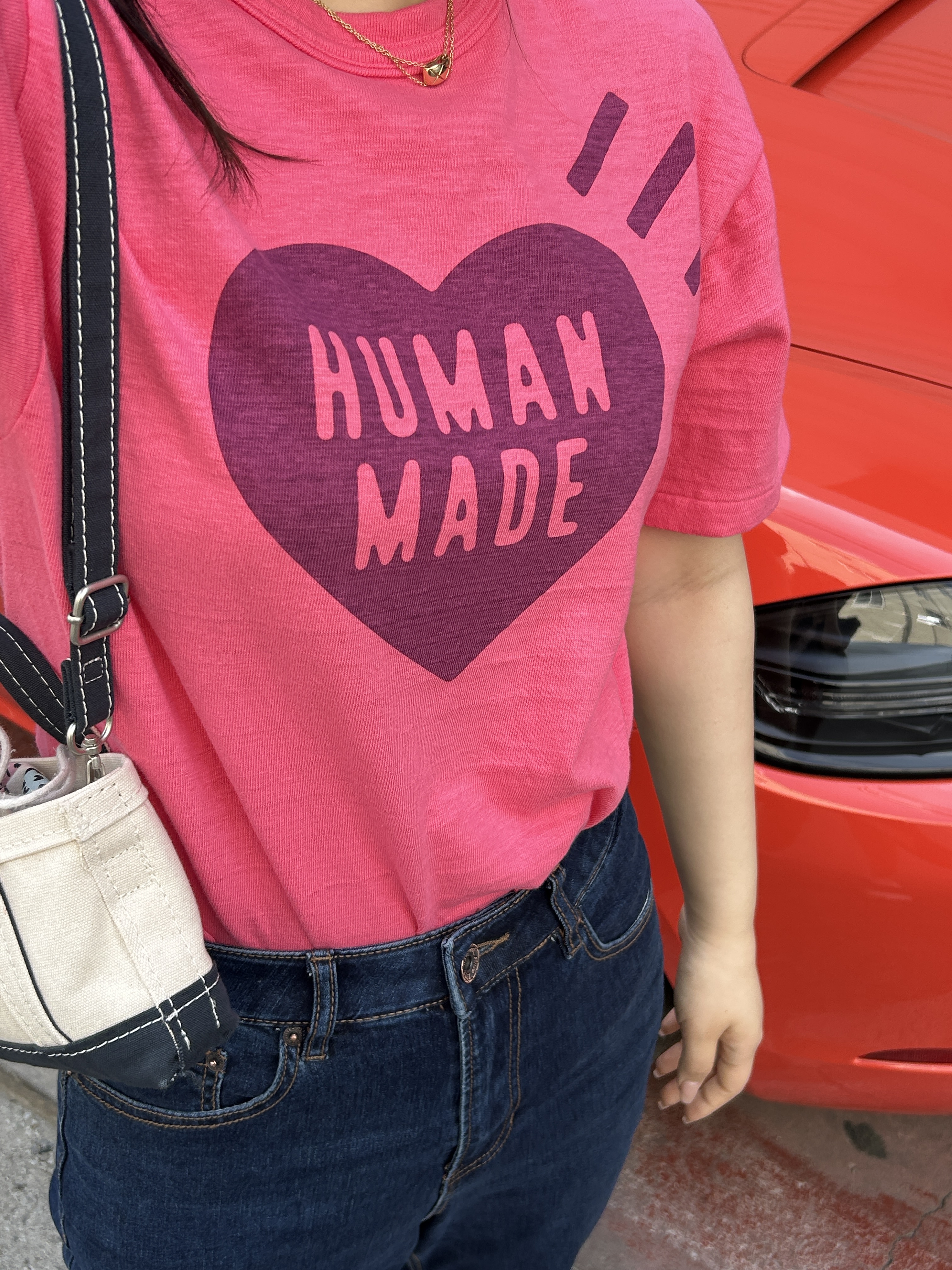 Maison Mihara Yasuhiro Peterson OG Sole Canvas Low-top Sneakers Natural, Human Made Color #1 T-Shirt Pink 착용 스타일 - 2