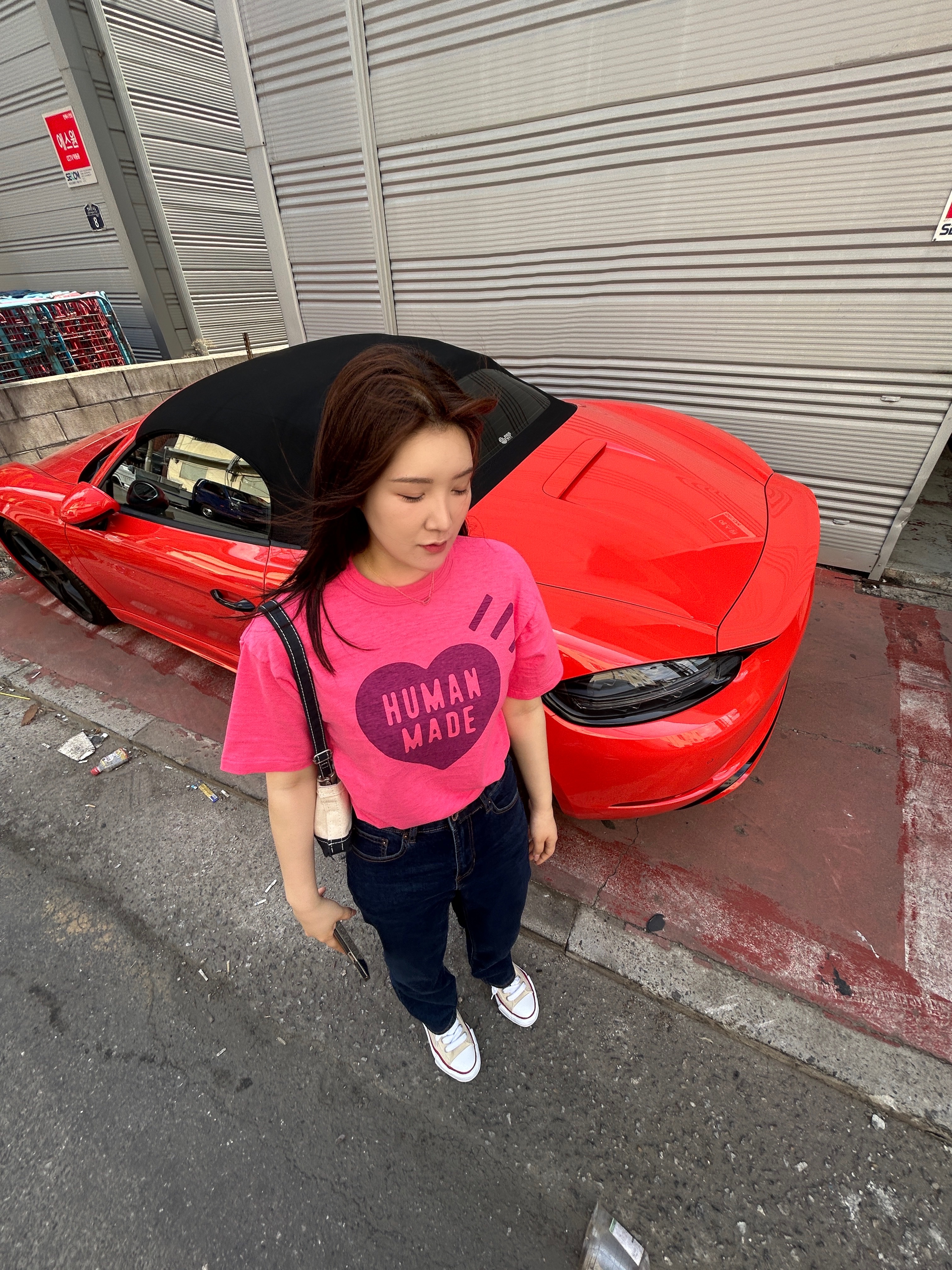 Maison Mihara Yasuhiro Peterson OG Sole Canvas Low-top Sneakers Natural, Human Made Color #1 T-Shirt Pink 착용 스타일 - 1