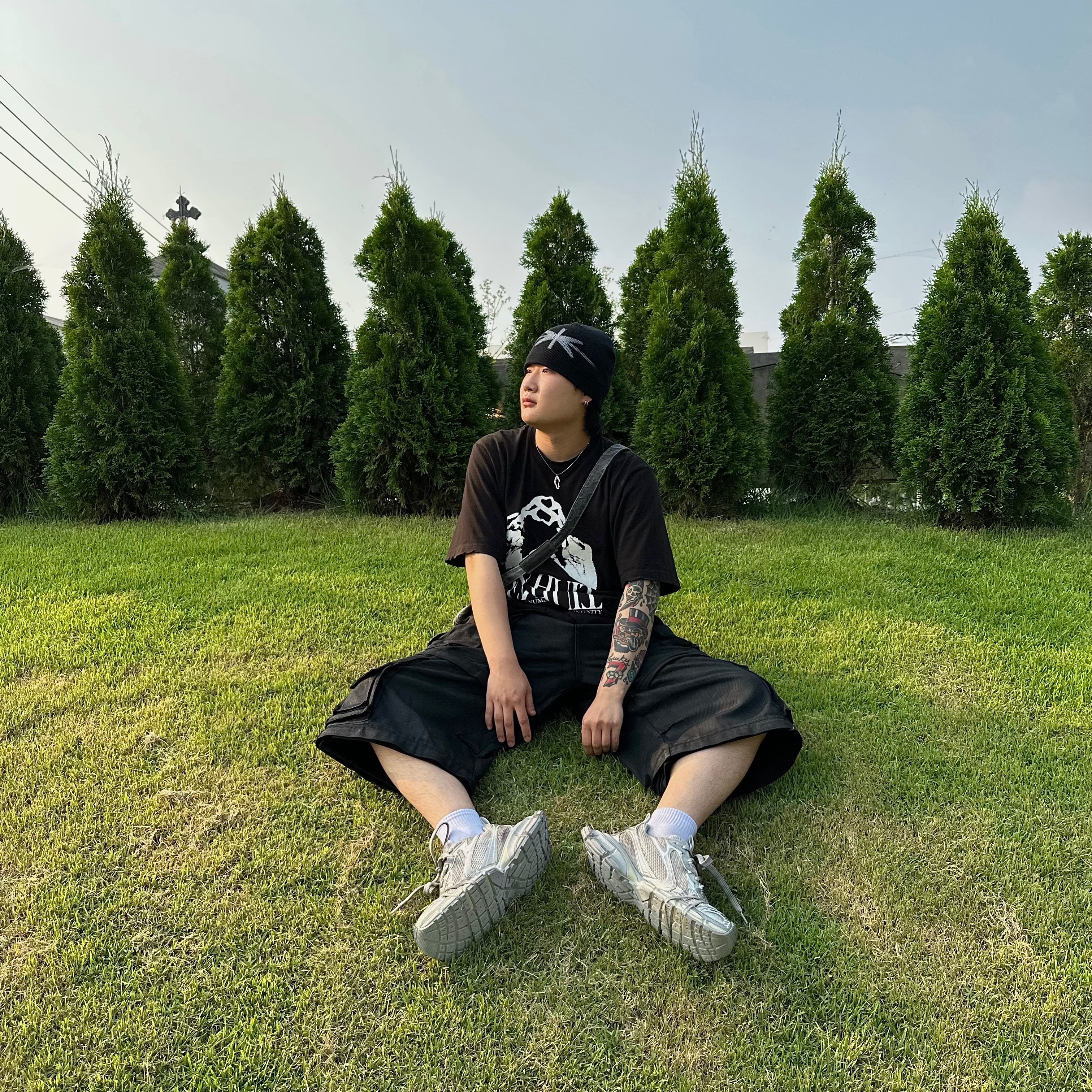 Undermycar EN HUIT Graphic T-Shirt Black - 23SS, Balenciaga 3XL Sneakers Light Beige 착용 스타일 - 4