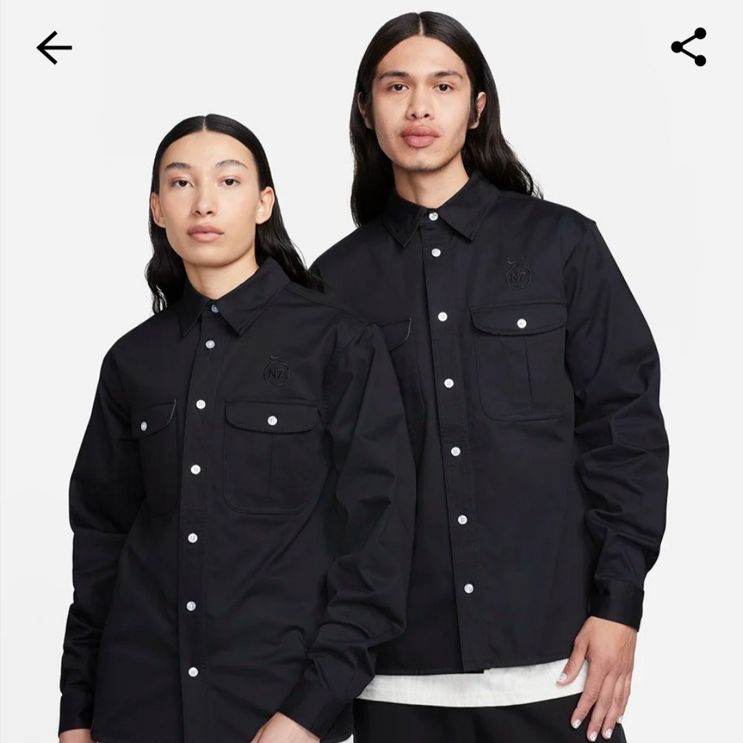Nike x N7 SB Tanglin Long Sleeve Woven Button Up Shirt Black - US/EU 착용 스타일 - 2
