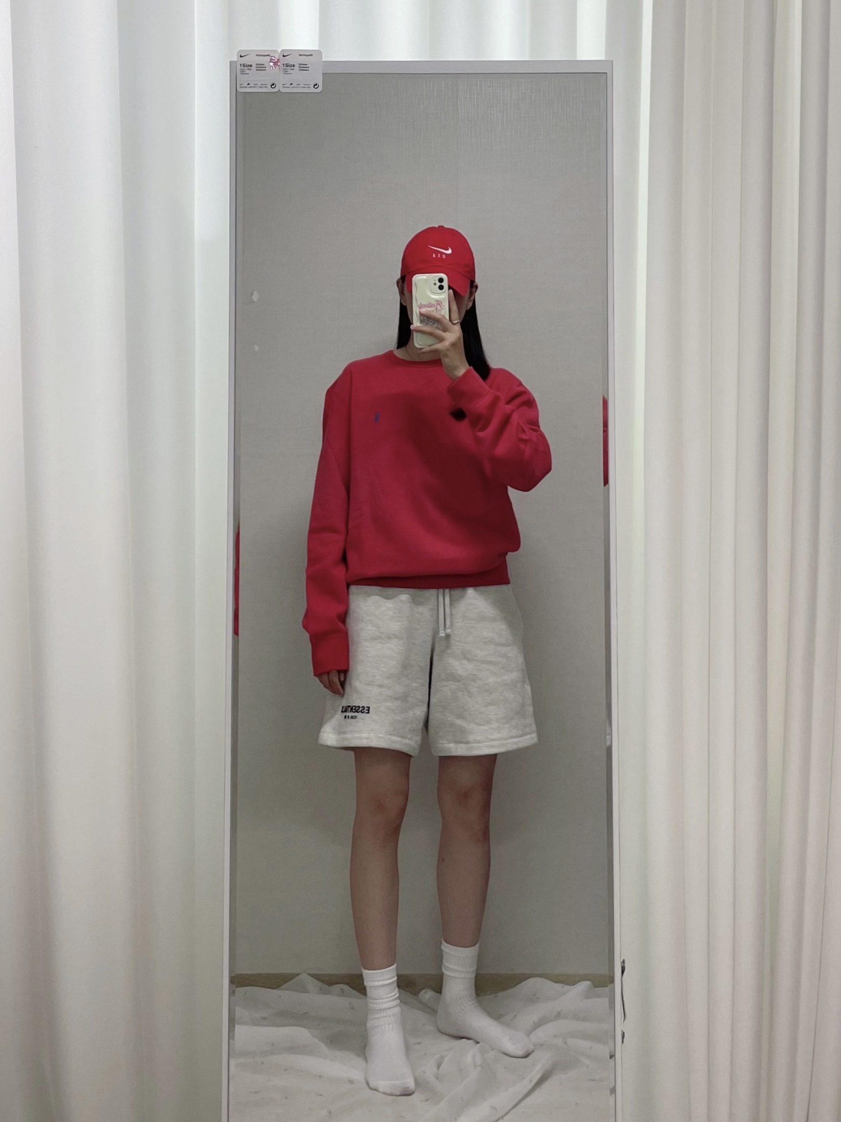 Nike Heritage 86 Futura Washed Cap Light Dew, (Kids) Essentials The Core Collection Sweatshorts Light Oatmeal 착용 스타일 - 2