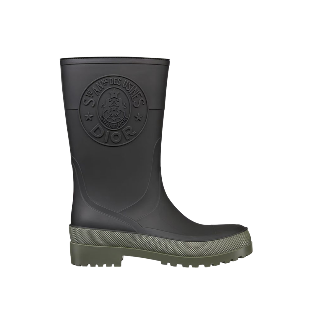 (W) Dior Diorunion Rain Boot Two-Tone Rubber Black Khaki 상세 이미지 1