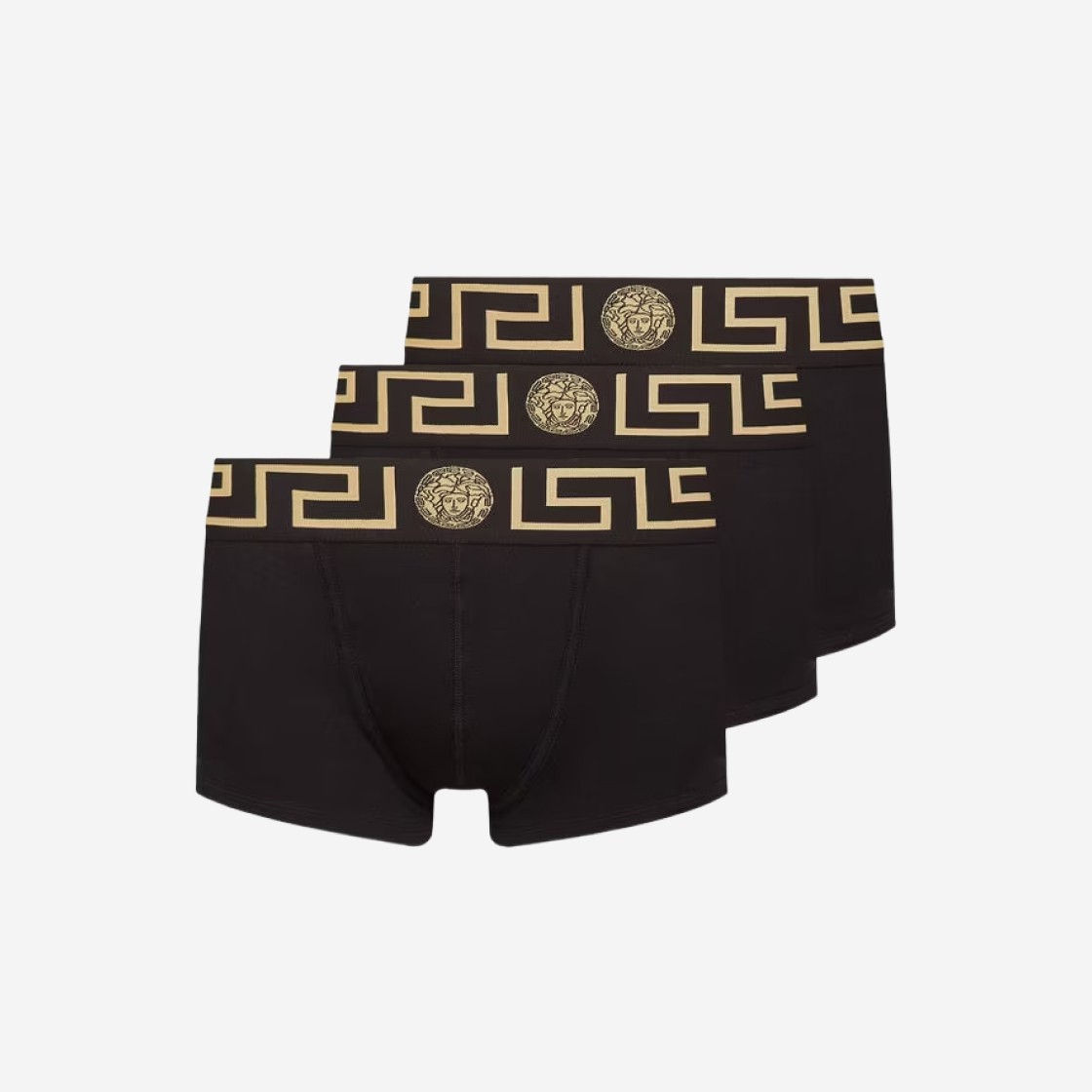 Versace Two-pack Black Greca Border Briefs - A80g-black Gold