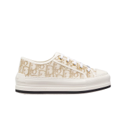 (W) Dior Walk'N'Dior Platform Sneakers Dior Oblique Cotton with Metallic Thread Embroidery Gold