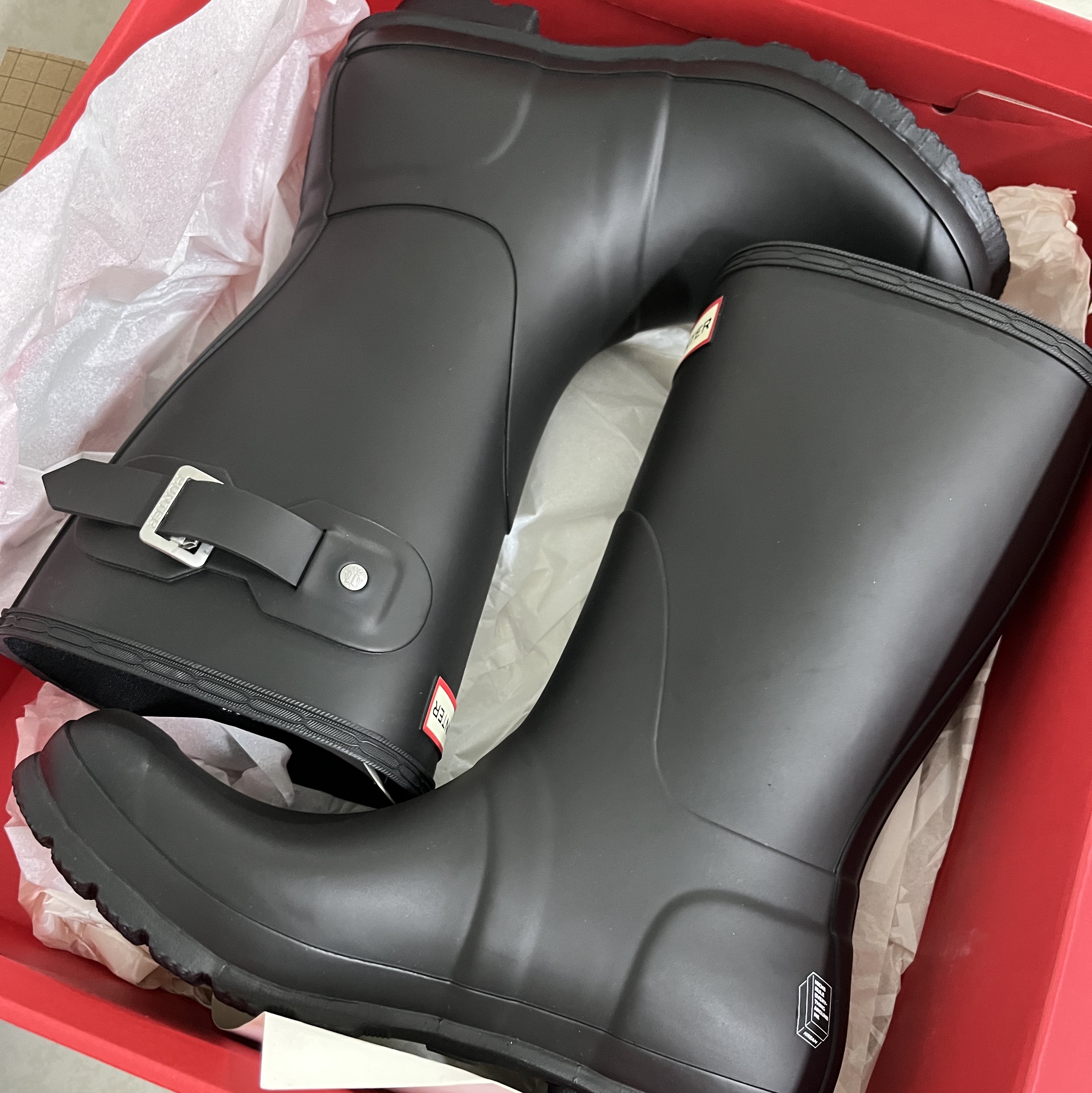 (W) Hunter Original Short Rain Boots Black 착용 스타일